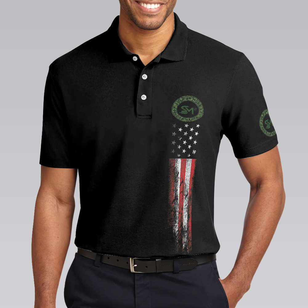 SM2 Dark Theme American Flag Polo Shirt - Hyperfavor