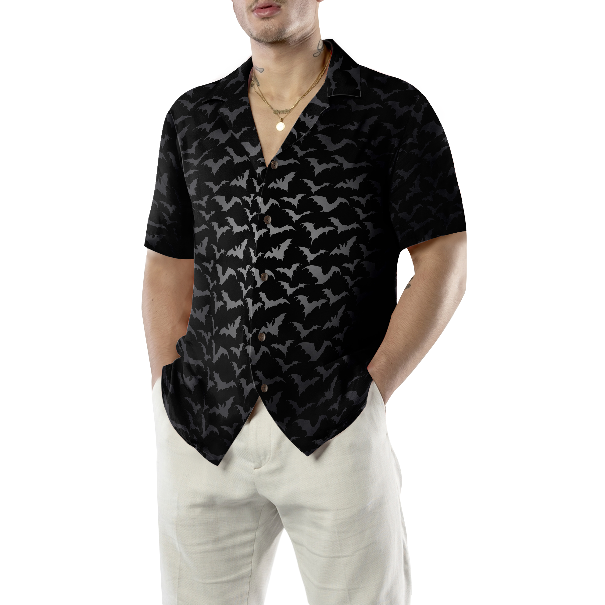 Seamless Bat Goth Hawaiian Shirt - Hyperfavor