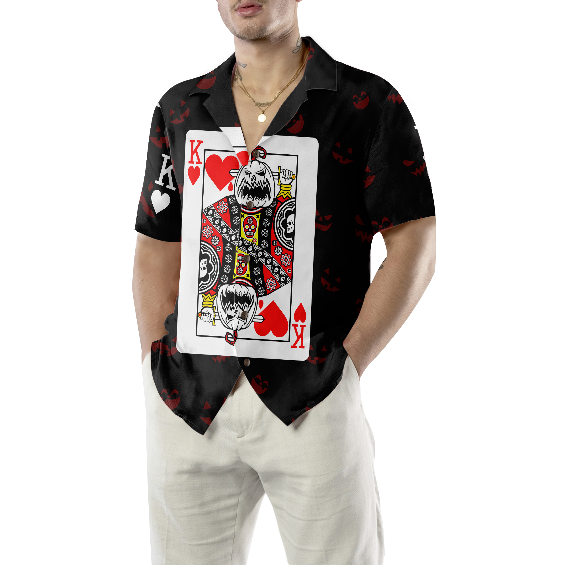 Halloween Pumpkin King Card Hawaiian Shirt - Hyperfavor