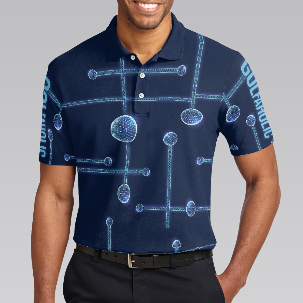 Golfaholic Geometric Golf Ball Low Poly Design Polo Shirt, Digital Golf Polo Shirt, Best Golf Shirt For Men - Hyperfavor