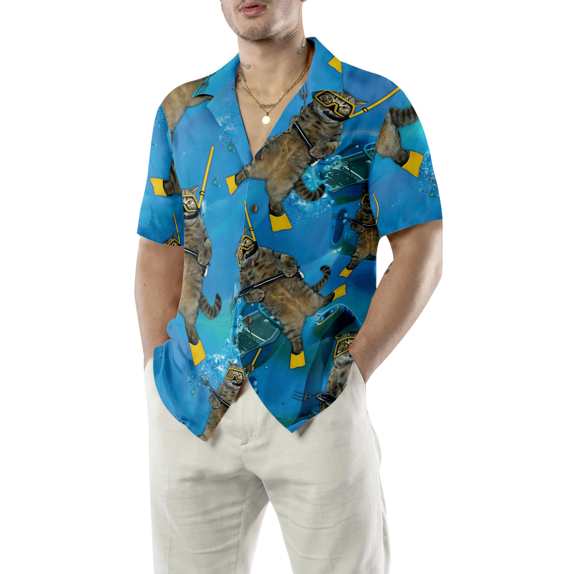 Cat Diver Hawaiian Shirt - Hyperfavor