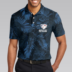 Black And Navy Blue Tropical Pattern Golf Player Polo Shirt, Golfing American Flag Polo Shirt, Best Golf Shirt For Men - Hyperfavor