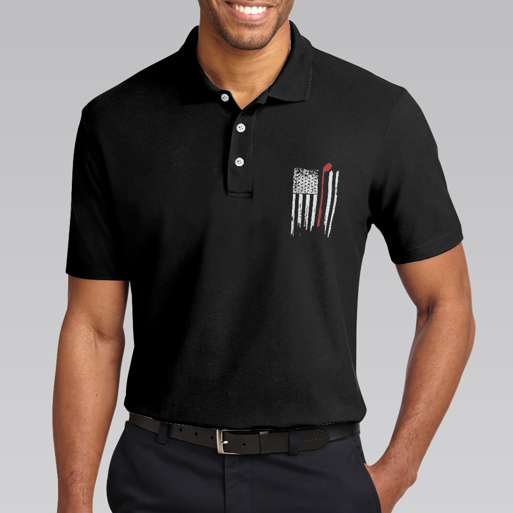 Golf Nation Short Sleeve Golf Polo Shirt, Black And White American Flag Polo Shirt, Patriotic Golf Shirt For Men - Hyperfavor