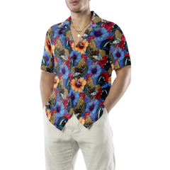 Floral Rooster Chicken Hawaiian Shirt - Hyperfavor