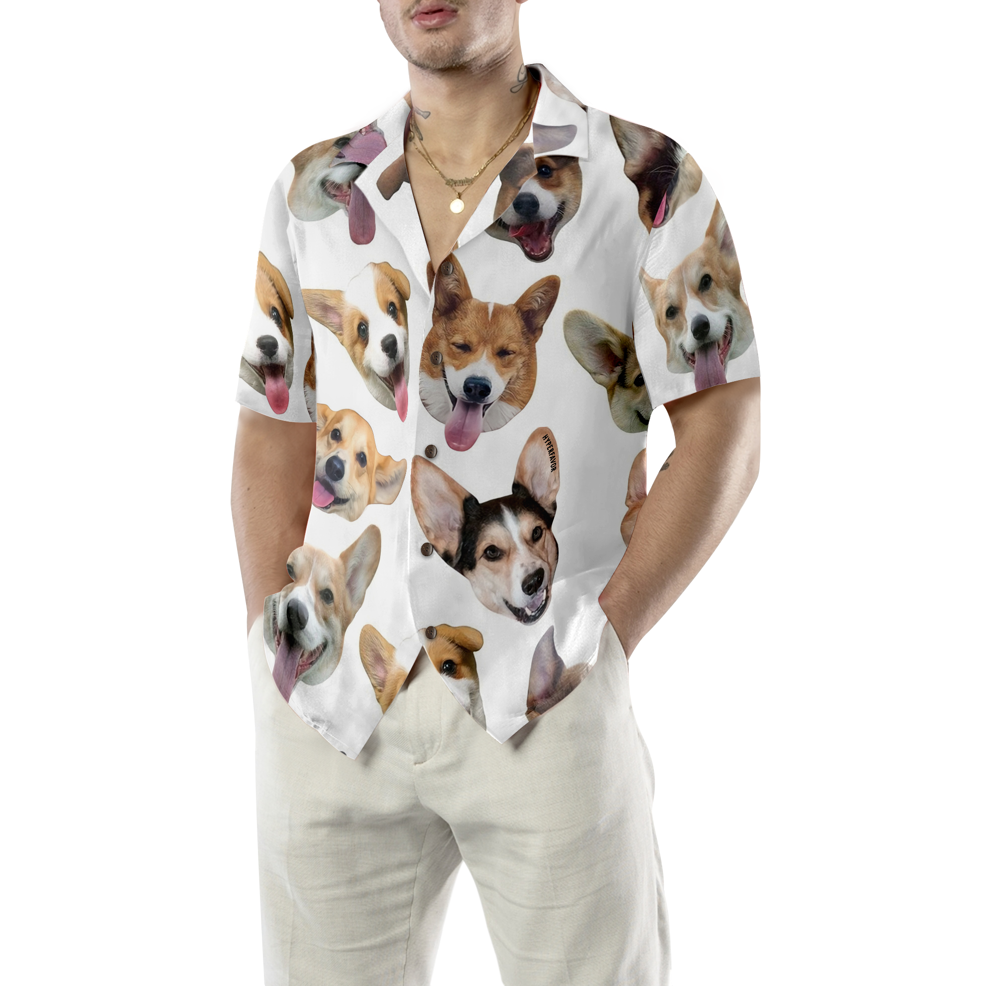 Cute Corgis' Smiling Faces Corgi Hawaiian Shirt, Best Dog Shirt For Men And Women - Hyperfavor