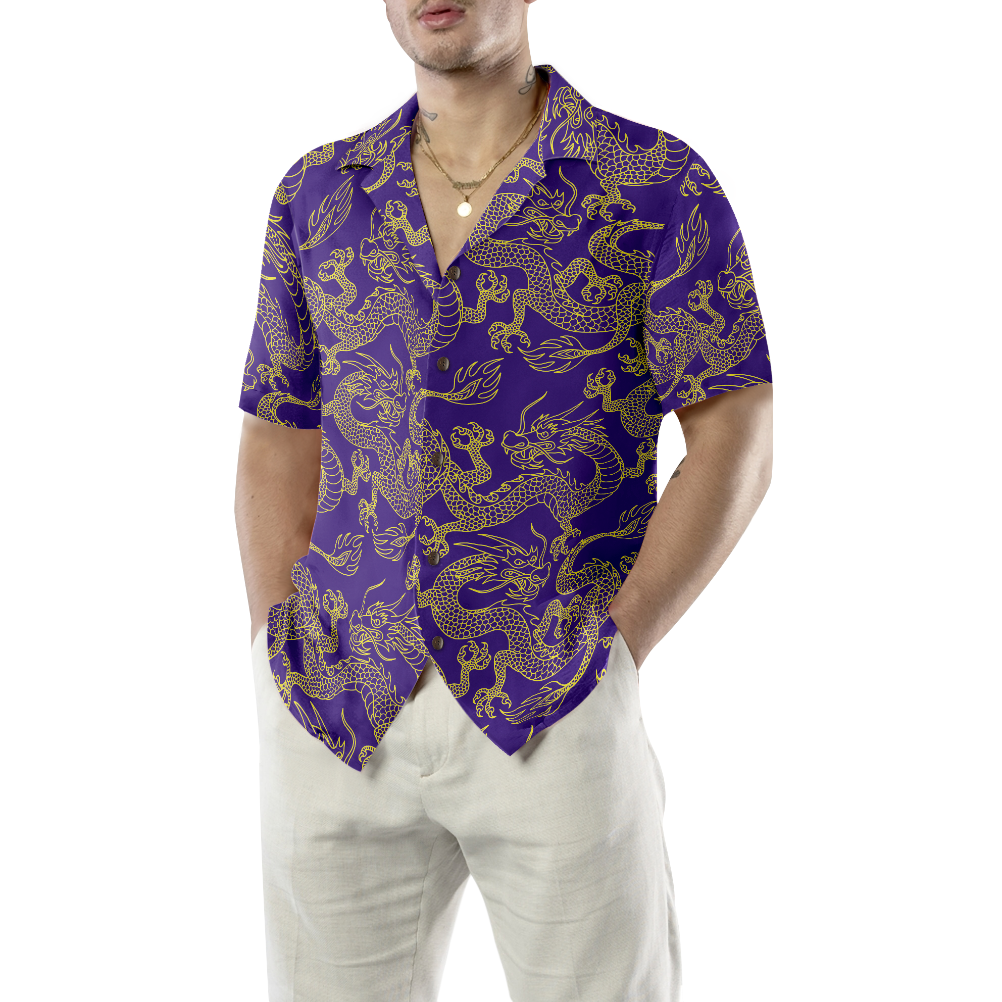 Purple And Gold Edition Oriental Dragon Hawaiian Shirt Hyperfavor Purple And Gold Edition Oriental Dragon Hawaiian Shirt Hyperfavor