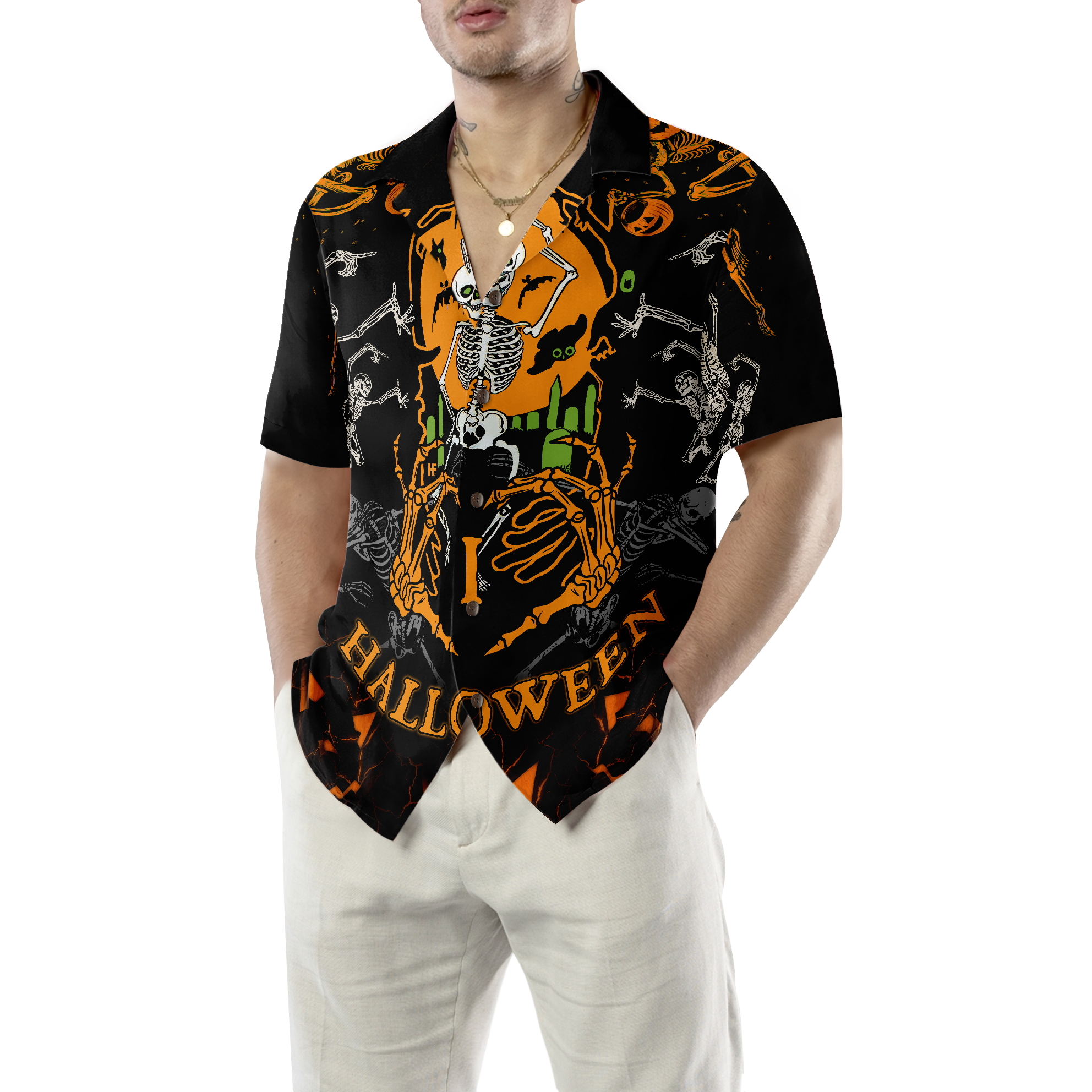 Skeleton Dances In The Darkness Hawaiian Shirt - Hyperfavor