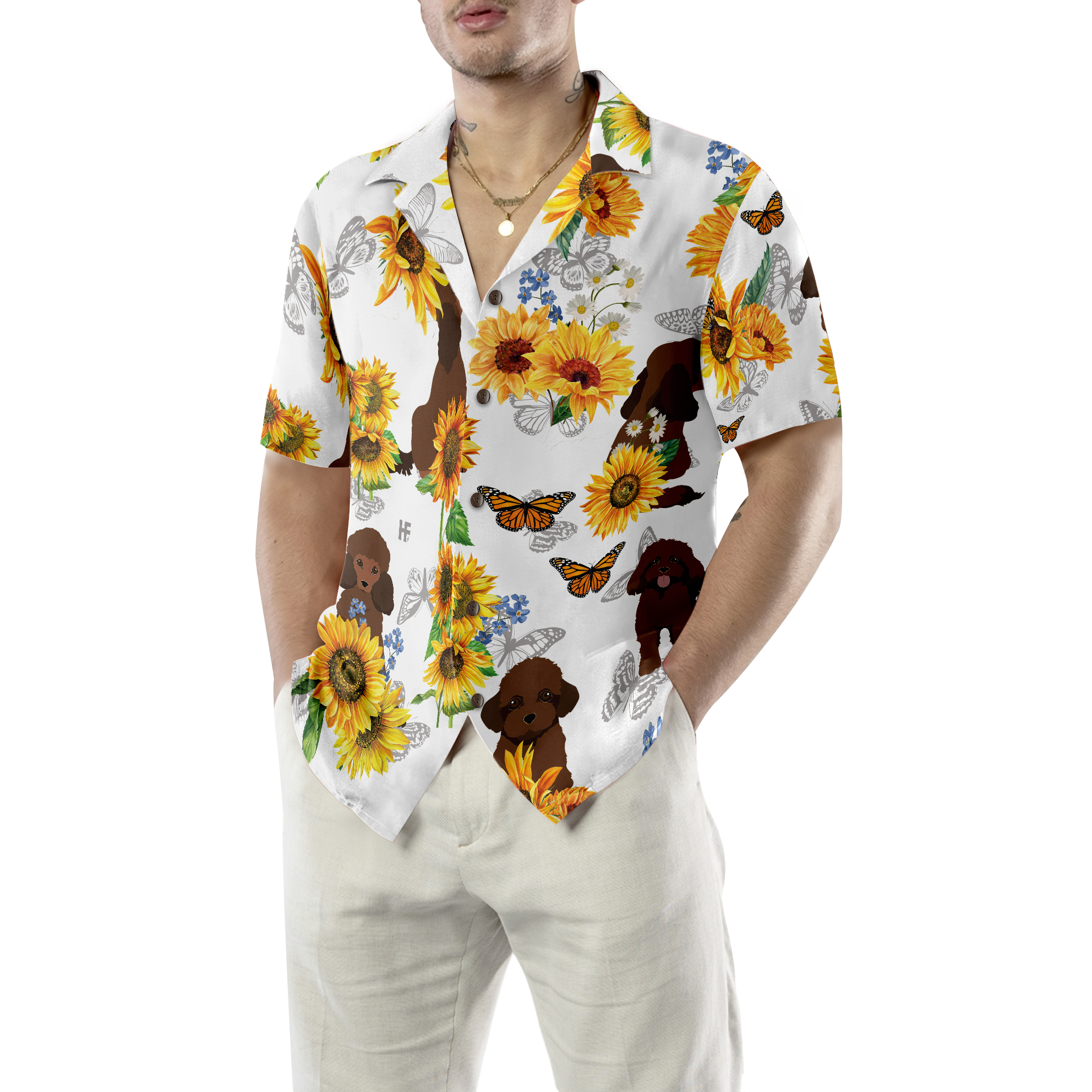 Poodle Lover With Sunflower Hawaiian Shirt - Hyperfavor