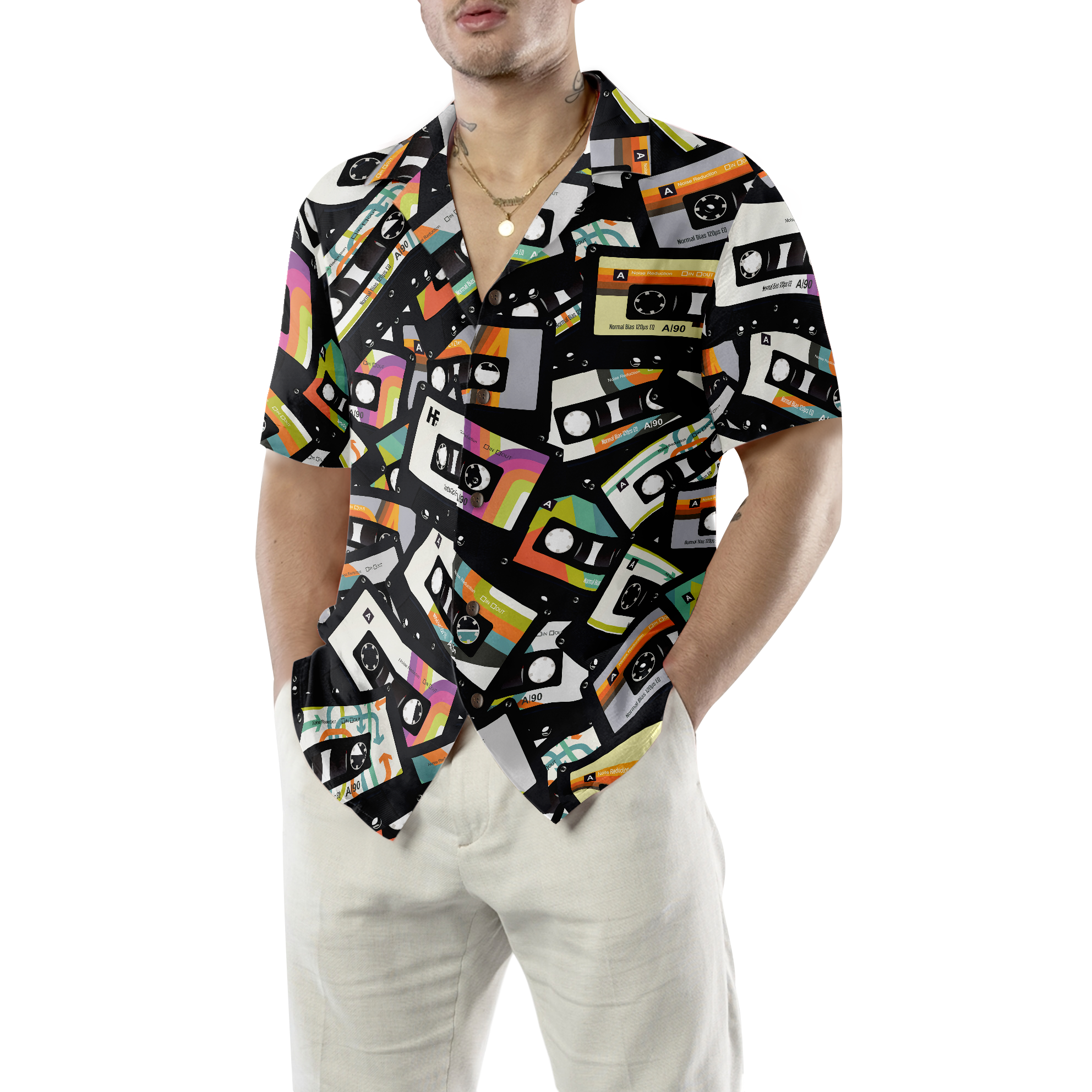 Retro Vintage Cassette Tape Hawaiian Shirt - Hyperfavor