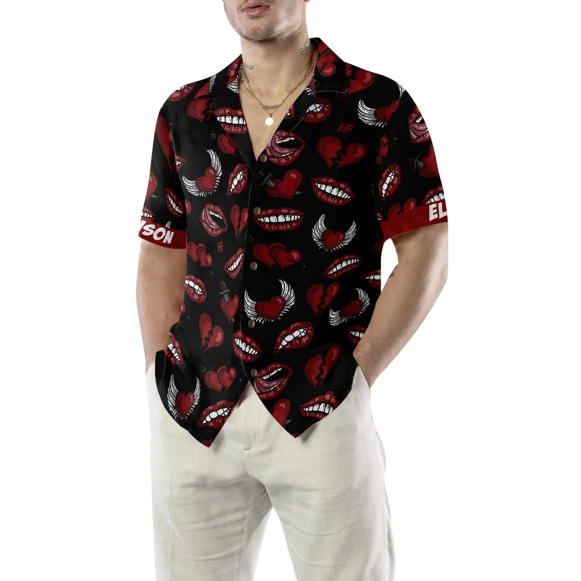 Black Valentine Seamless Pattern Custom Hawaiian Shirt - Hyperfavor