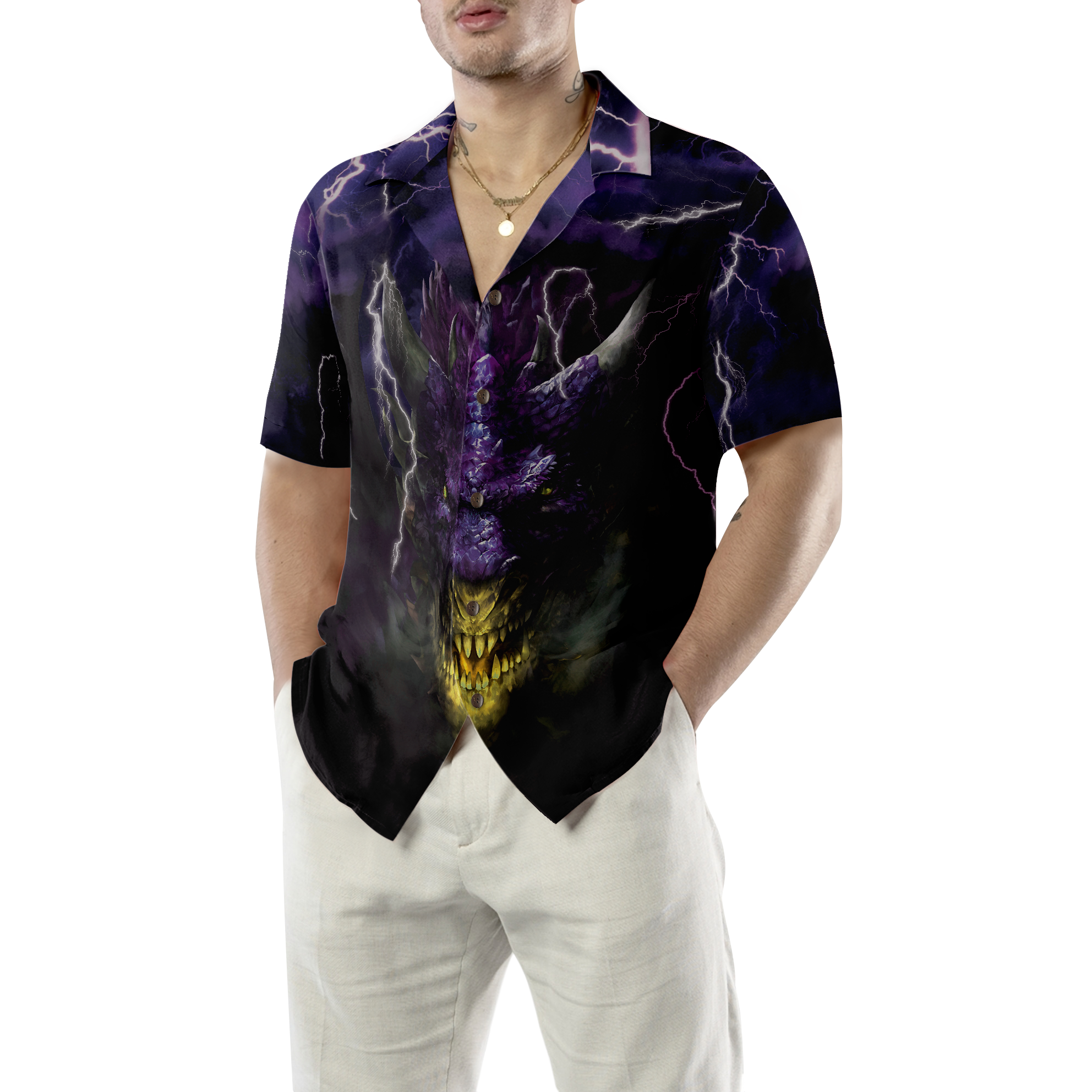 Dragon Head Lightning Hawaiian Shirt - Hyperfavor