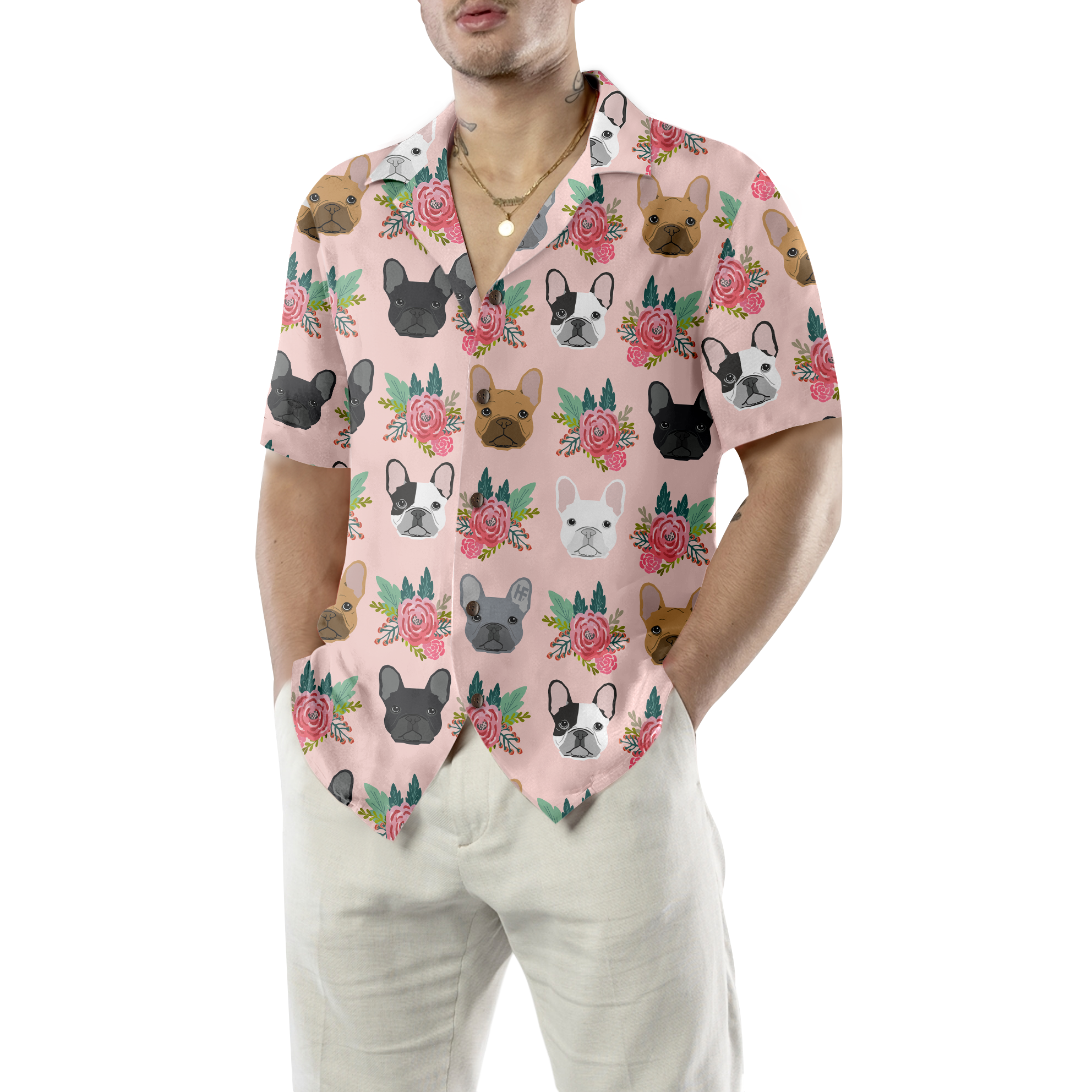 Happiness Is Bulldog Kisses Hawaiian Shirt - Hyperfavor