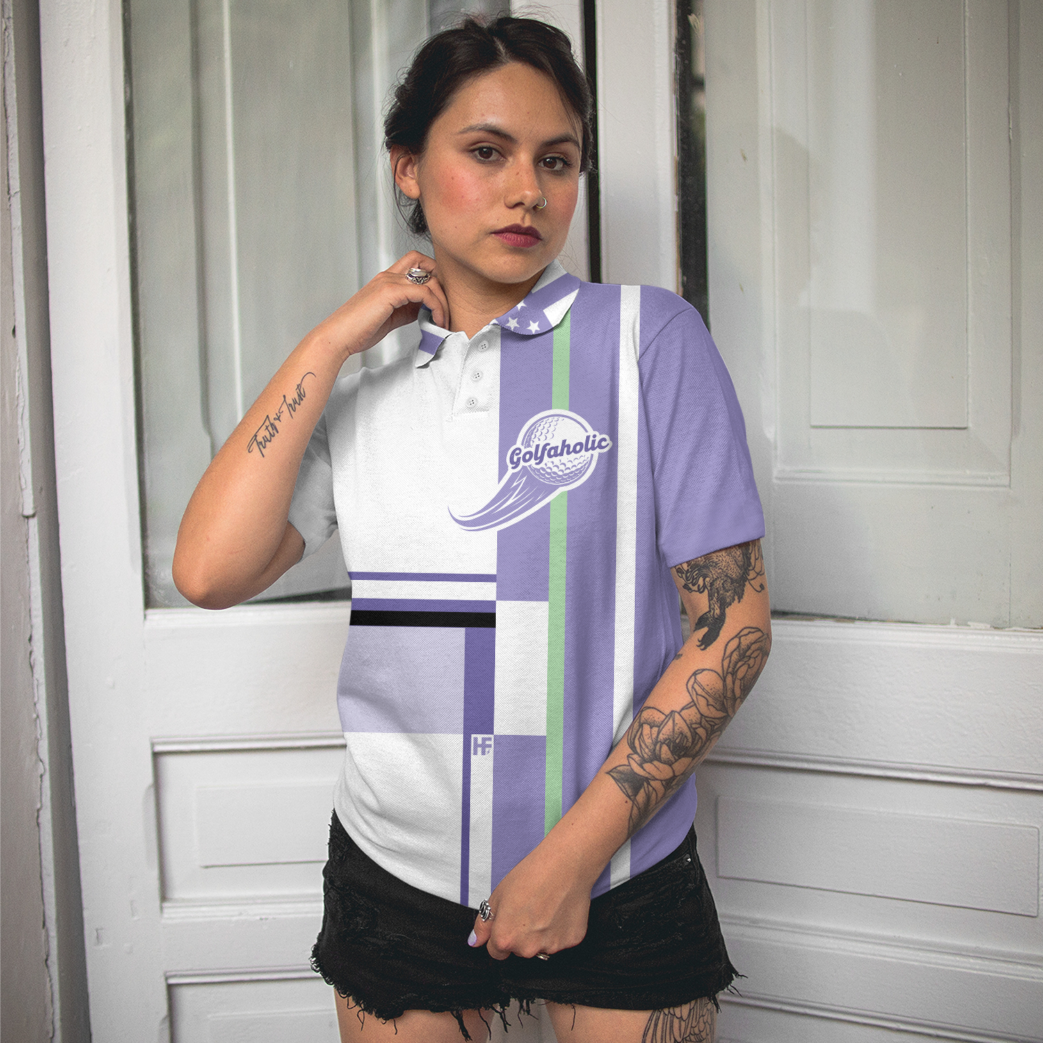 I Golf Like A Girl Try To Keep Up Short Sleeve Women Polo Shirt, Lavender Golf Shirt For Ladies - Hyperfavor