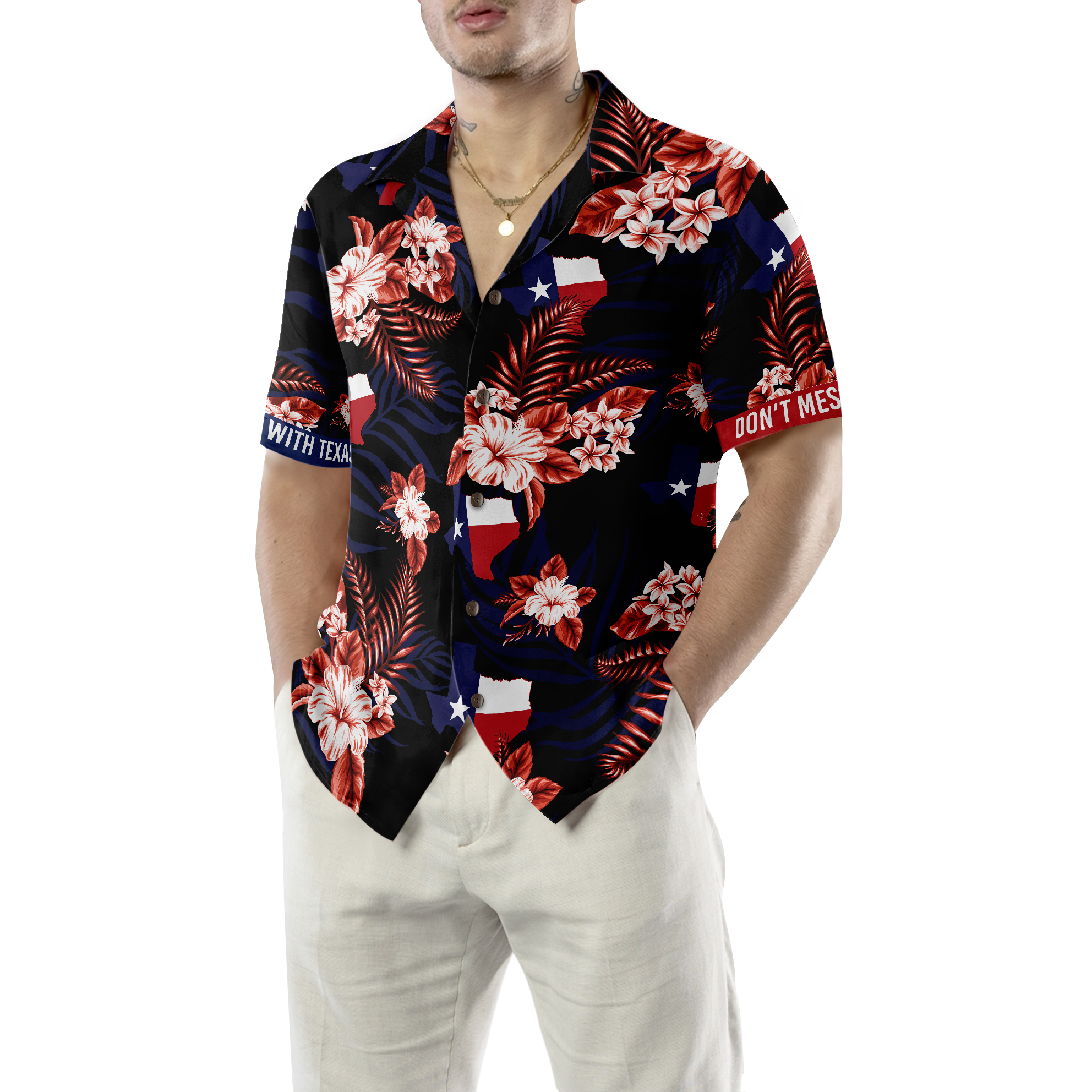 Bluebonnet Don't Mess with Texas Hawaiian Shirt For Men Black Version, Texas State Shirt, Proud Texas Shirt for Men - Hyperfavor