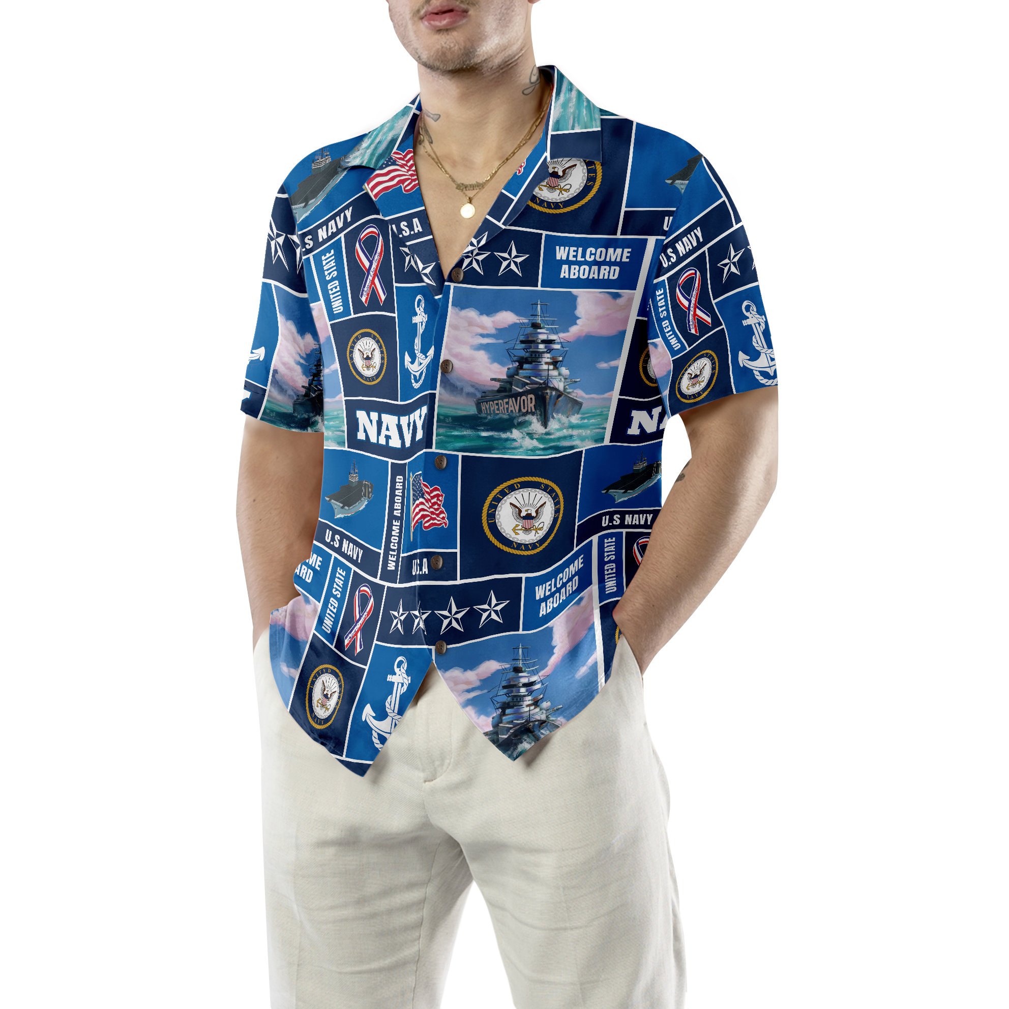 Veteran Soldier US Navy Welcome To Aboard Hawaiian Shirt - Hyperfavor