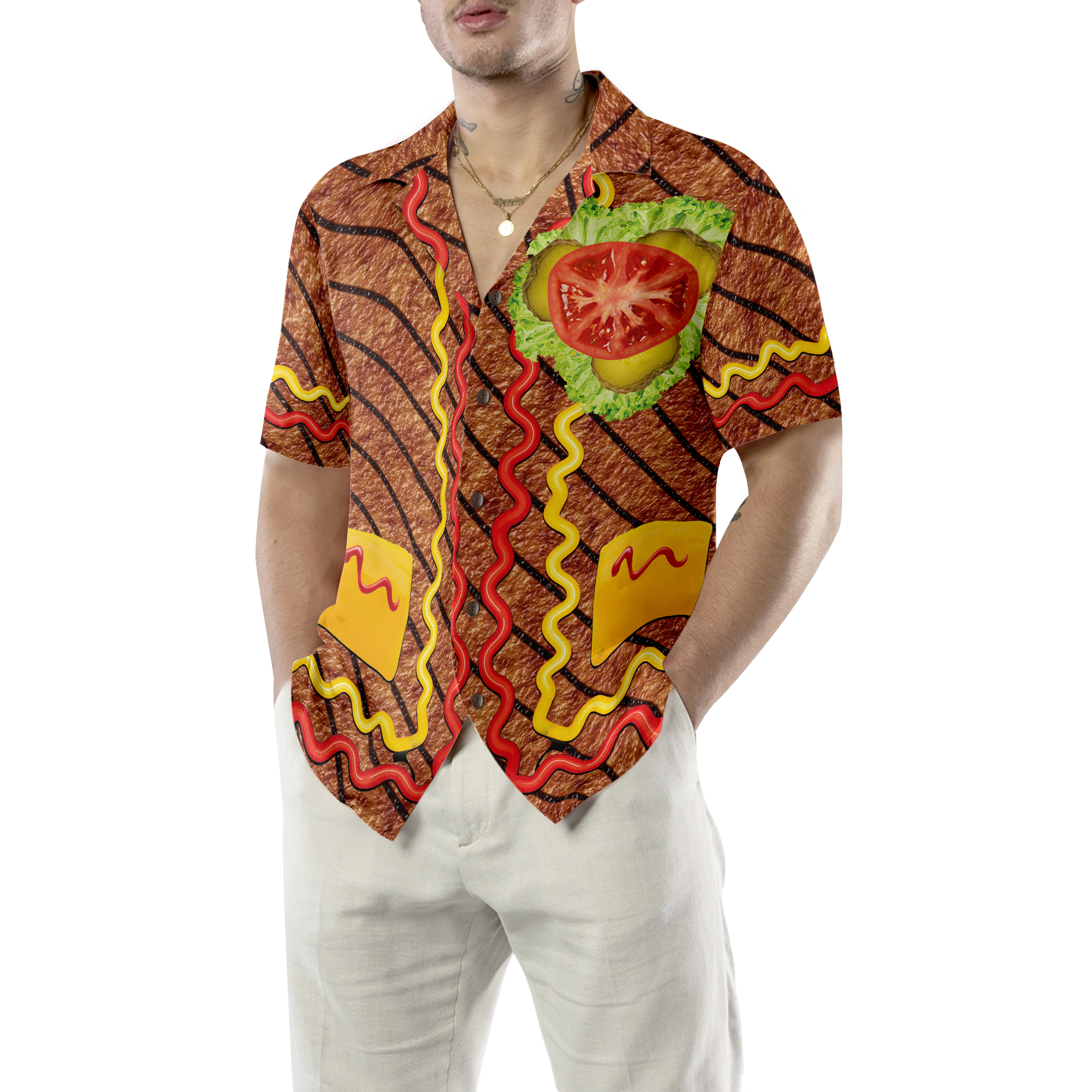 Halloween Burger Costume Shirt Hawaiian Shirt - Hyperfavor