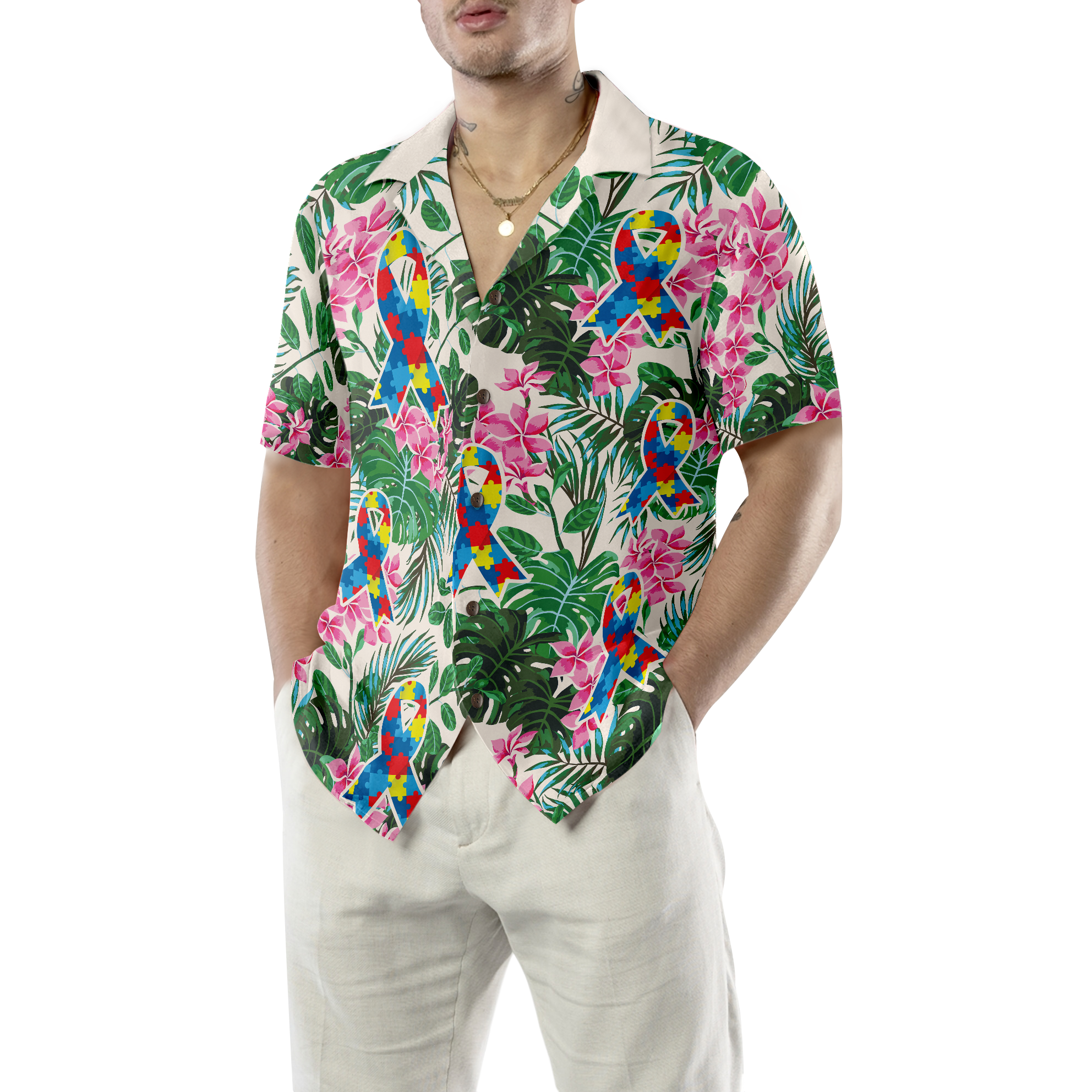 Cat Autism Awareness Hawaiian Shirt - Hyperfavor