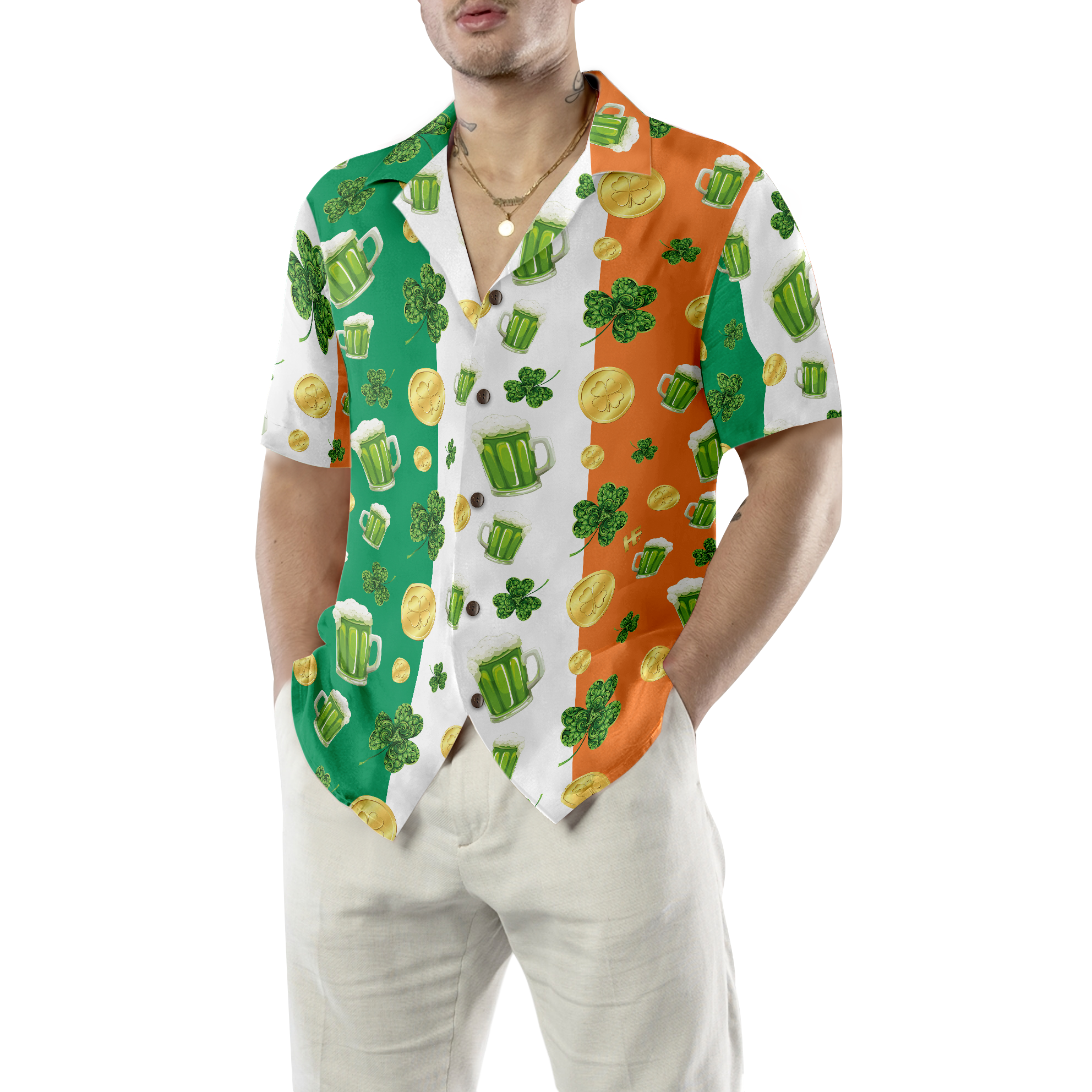 Beer Shamrock And Coin St Patrick's Day Hawaiian Shirt - Hyperfavor