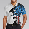 Skull American Ripped Golf Polo Shirt, White American Flag Polo Shirt, Patriotic Golf Shirt For Men - Hyperfavor