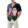 Hyperfavor Christmas Hawaiian Shirts, Santa USA Flag Pattern Shirt Short Sleeve, Christmas Shirt Idea Gift For Men And Women - Hyperfavor