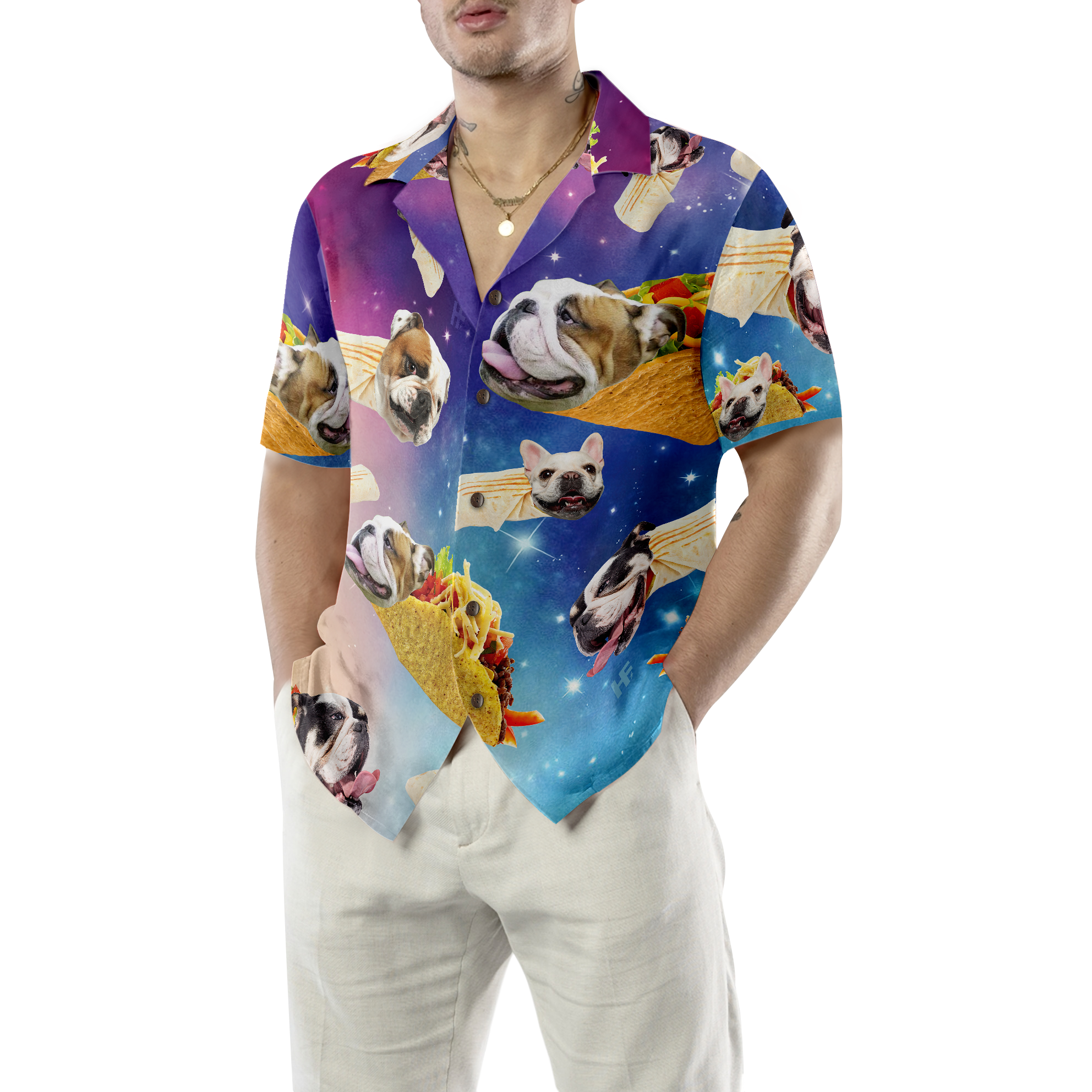 Taco Bulldog Shirt For Men Hawaiian Shirt - Hyperfavor