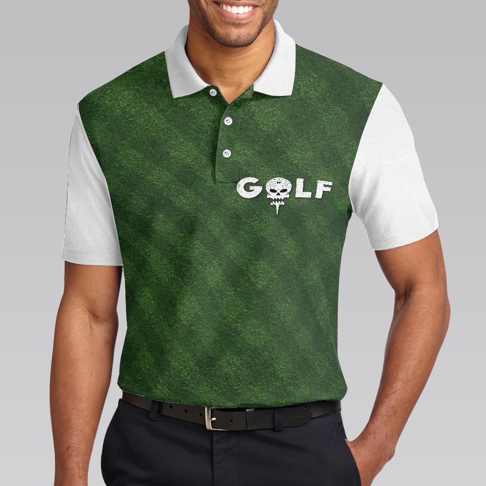 Golf Green Background Polo Shirt, Classic Green Golf Shirt For Men, Cool Gift For Golfers - Hyperfavor