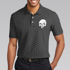 Golf Some Grandpas Polo Shirt, Black Golf Seamless Pattern Skeleton Golfer Skull Golf Shirt For Men - Hyperfavor