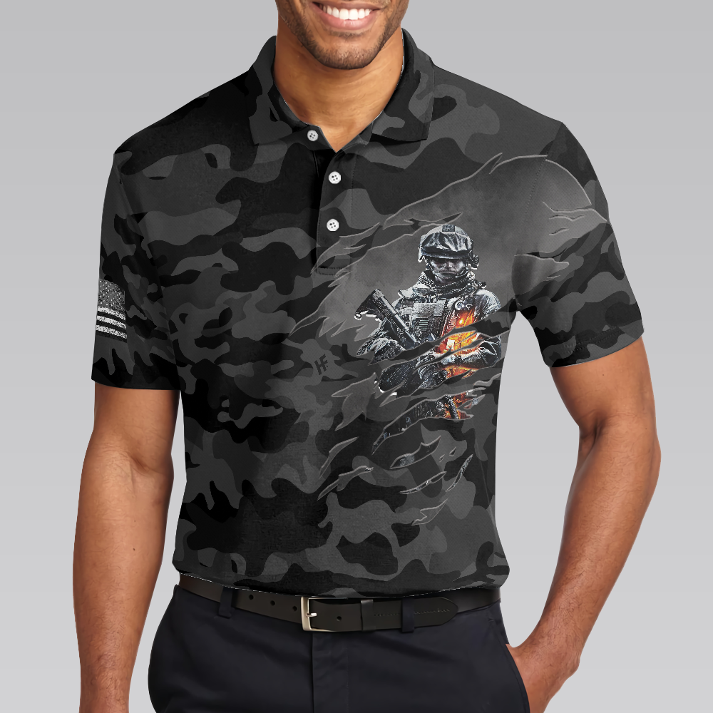 I Served My Country Polo Shirt, Dark Colored Camouflage Veteran Shirt Design, Best Gift For Veterans - Hyperfavor