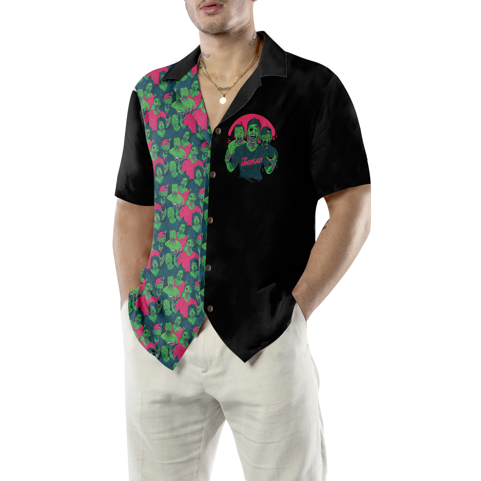 Halloween Zombie Walking Out Hawaiian Shirt - Hyperfavor