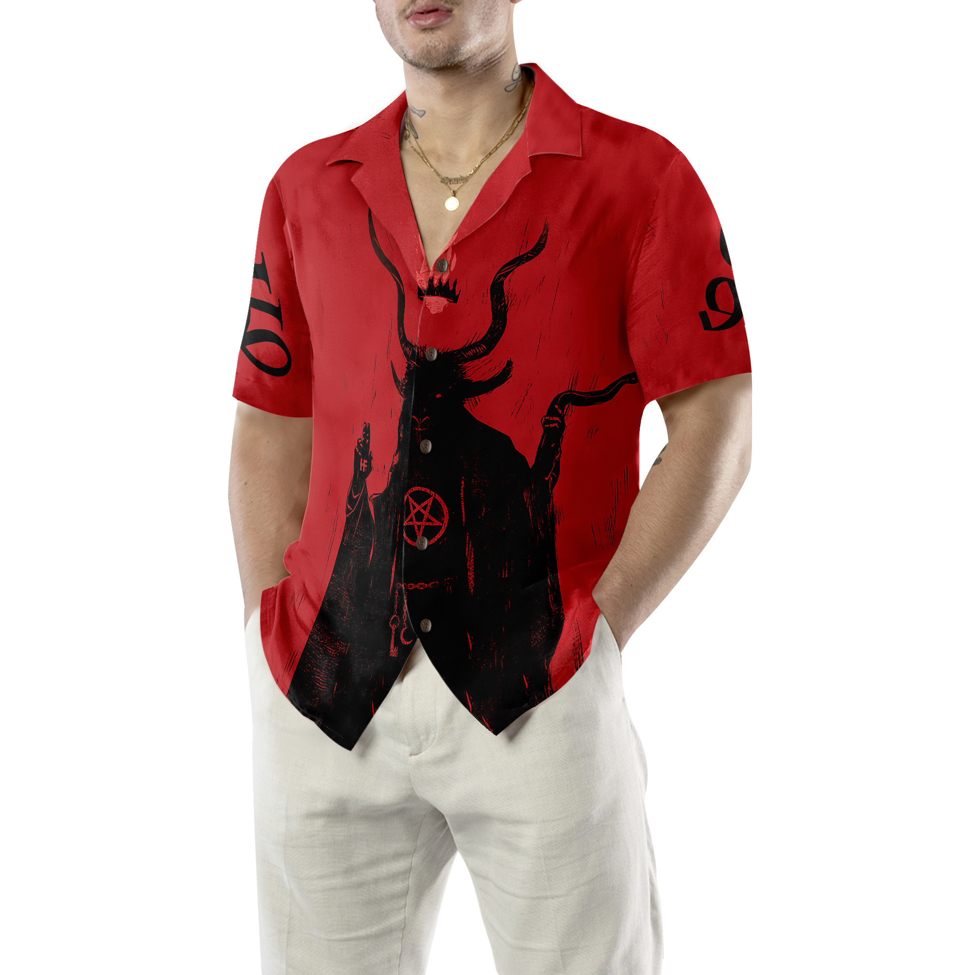 Satanic Demon Goat Hawaiian Shirt - Hyperfavor