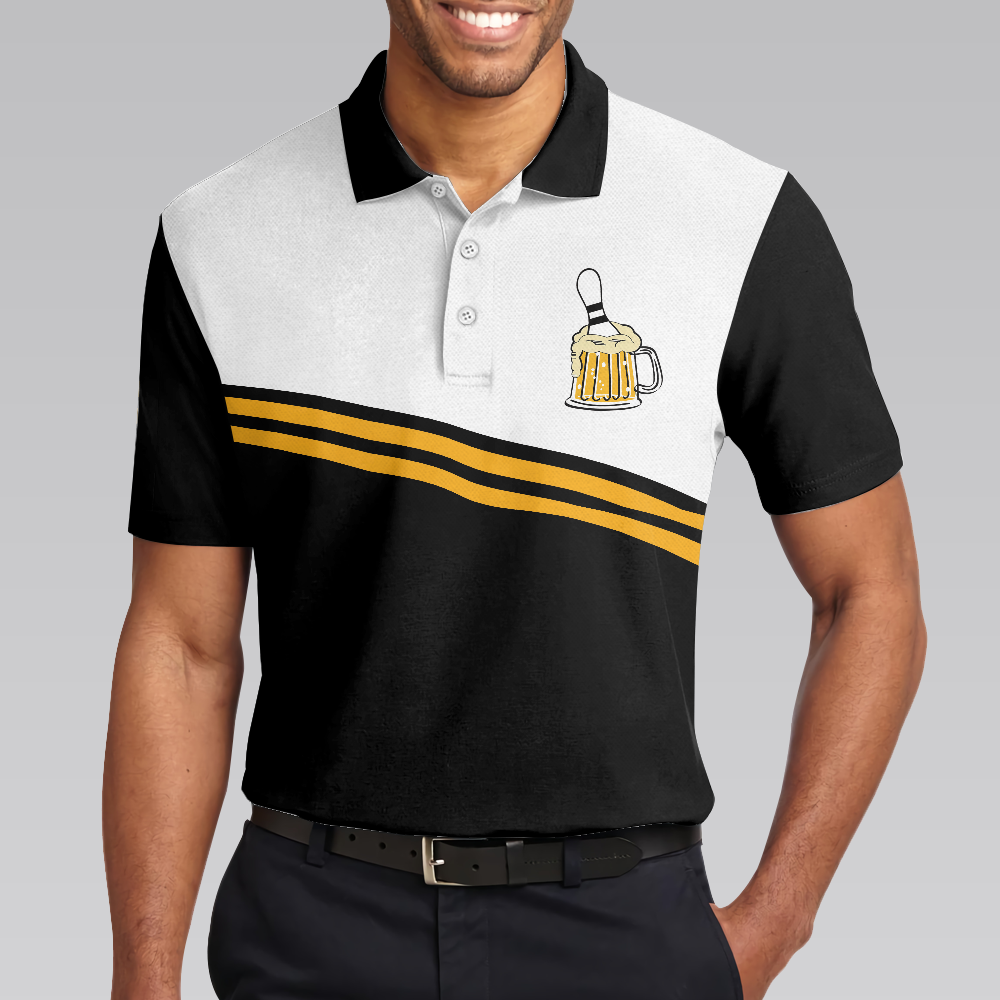 Easily Distracted By Bowling And Beer Polo Shirt, Tenpin Bowling Shirt Design With Sayings, Best Drinking Bowling Shirt - Hyperfavor