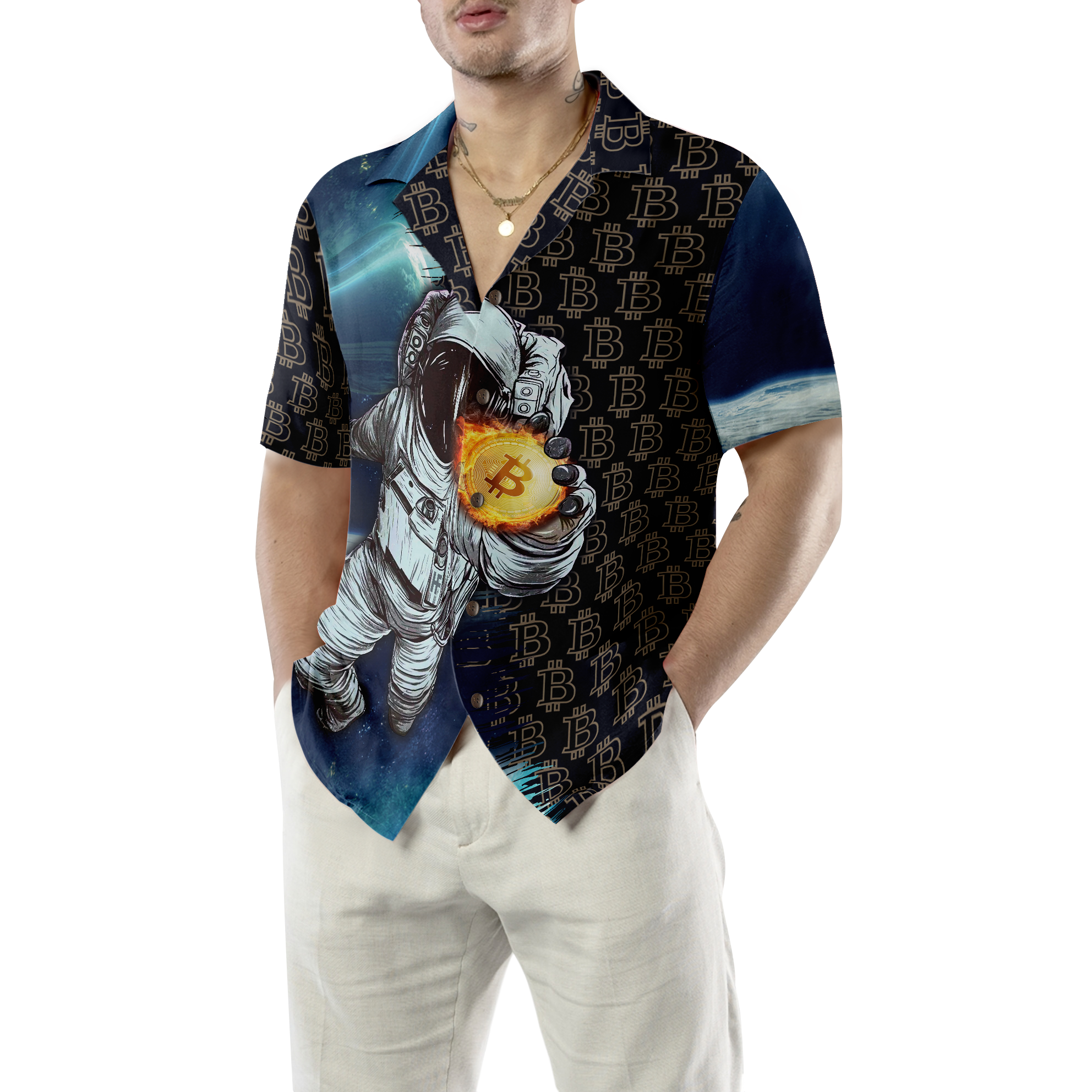 Bitcoin To The Moon Hawaiian Shirt - Hyperfavor