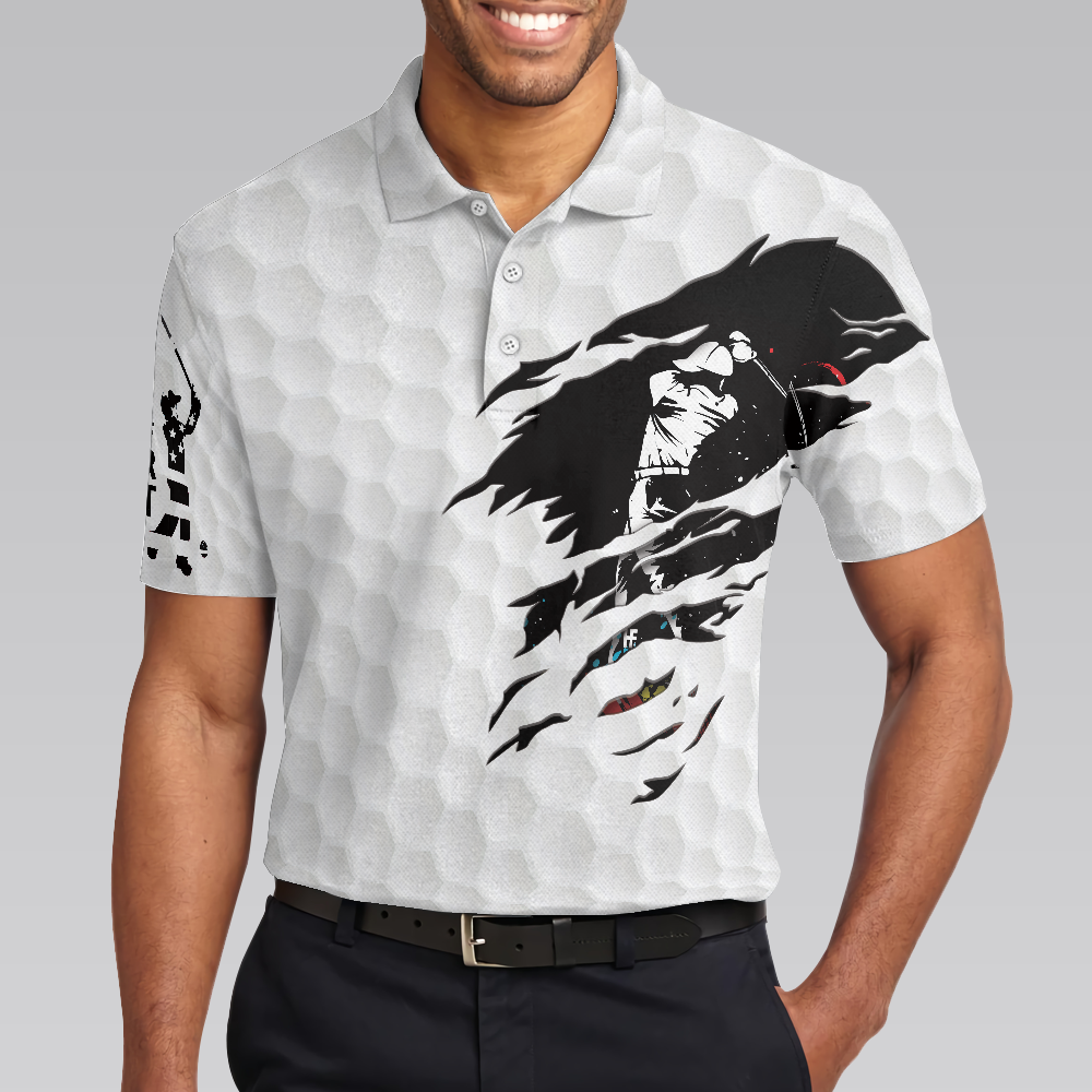 Get Golf Or Get Out, American Golfer Polo Shirt, German Black And White American Flag Golf Shirt For Men - Hyperfavor