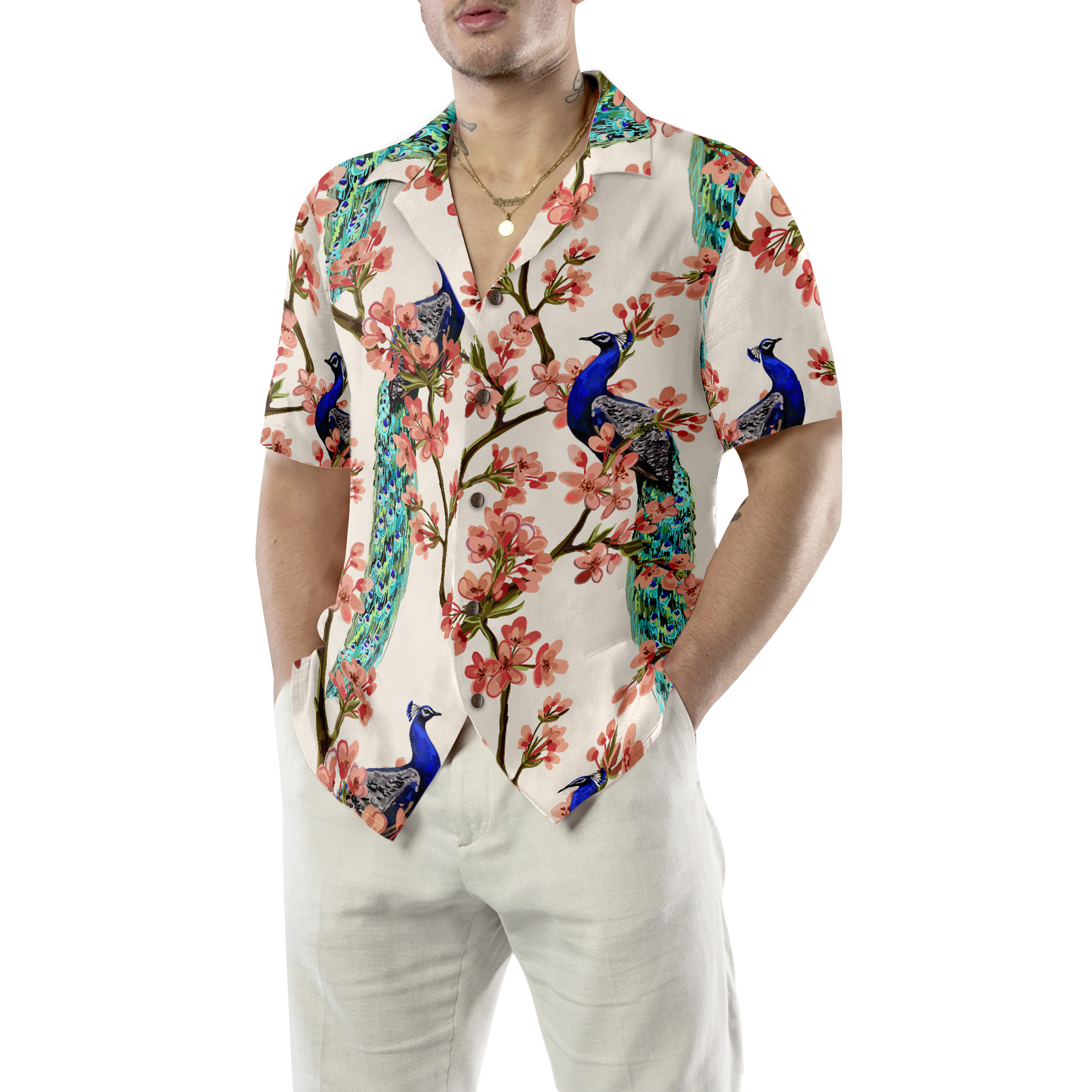 Oriental Peacock Hawaiian Shirt - Hyperfavor