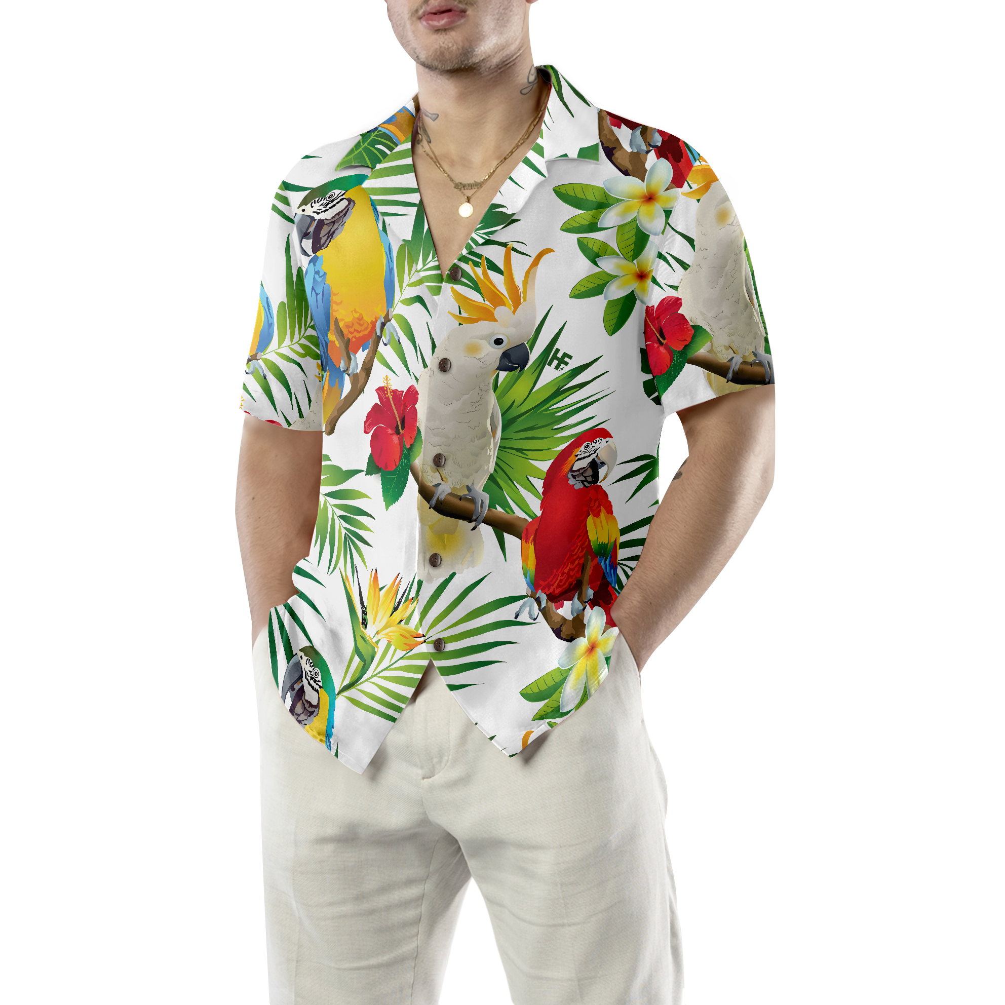 Cockatoo In The Tropical Forest Parrot Shirt Hawaiian Shirt - Hyperfavor