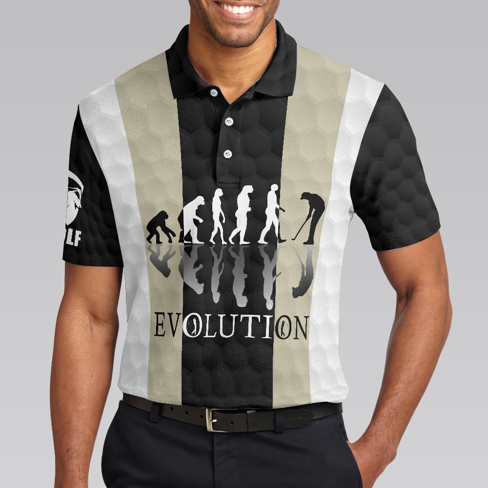 Elegant Men Golfer Evolution Golf Polo Shirt, Unique Golf Shirt For Men - Hyperfavor