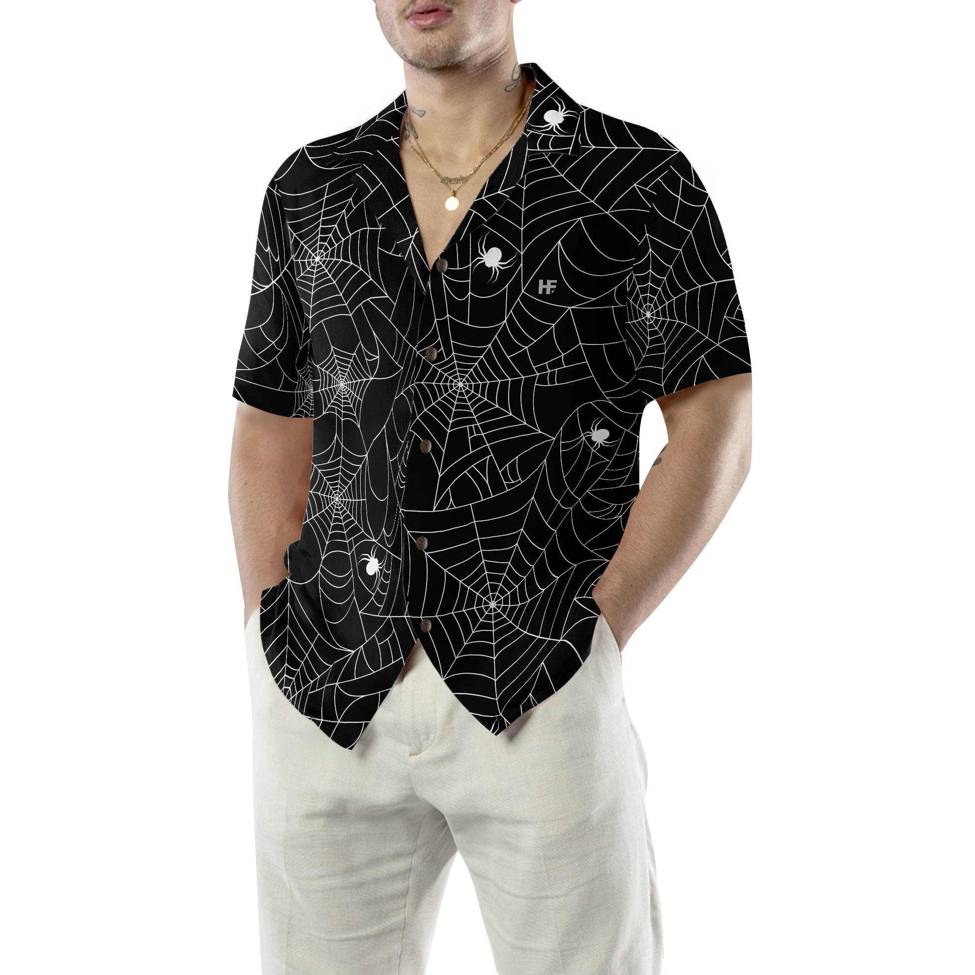 Halloween Spider Web Hawaiian Shirt - Hyperfavor