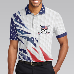 Golf Texture Swing Short Sleeve Golf Polo Shirt, Fierce American Flag Polo Shirt, Patriotic Golf Shirt For Men - Hyperfavor