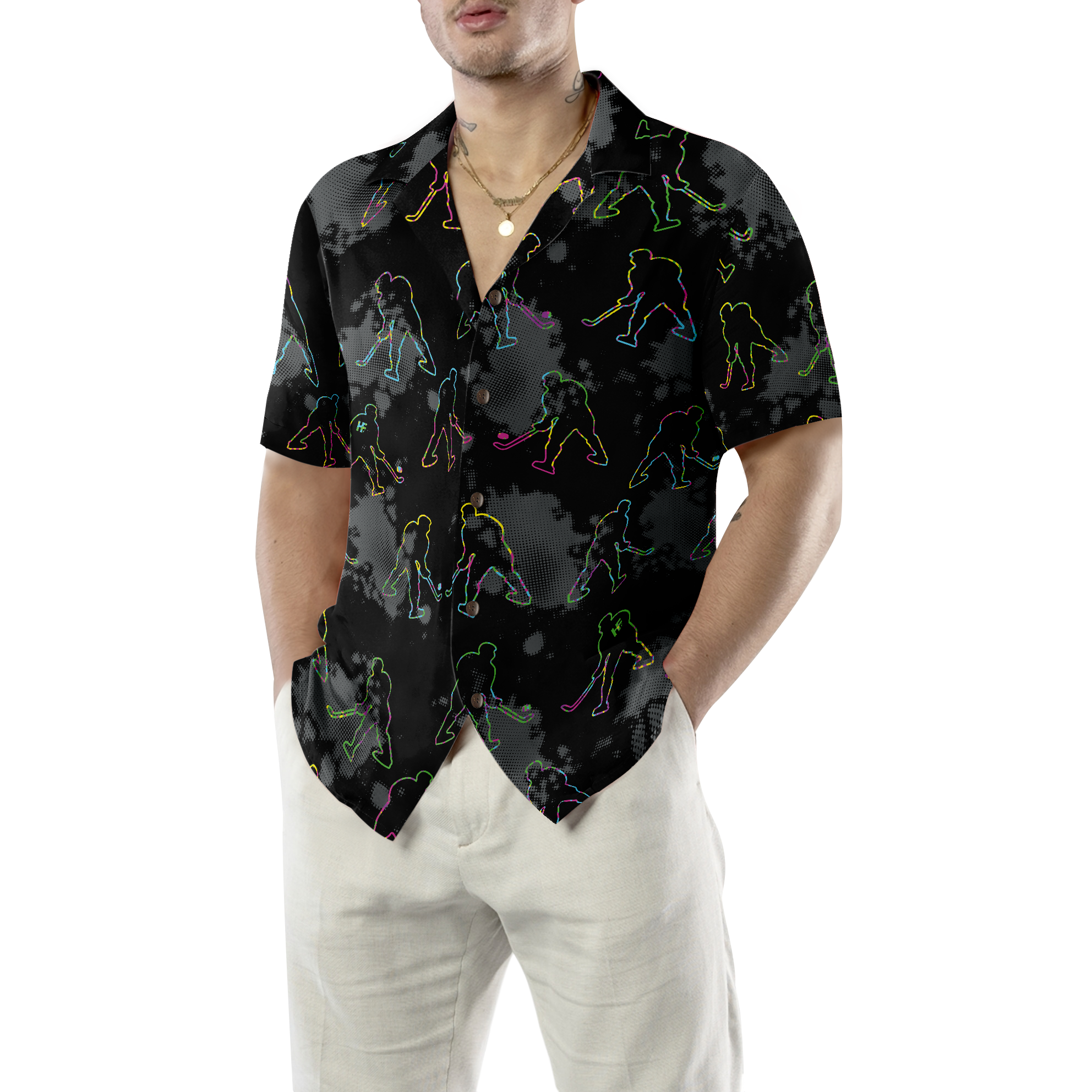 Grunge Pattern Boys Hockey Hawaiian Shirt - Hyperfavor