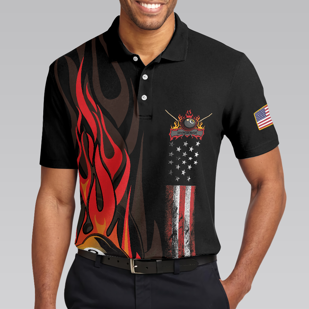 Dinosaur Poolasaurus Flame Skull Billiards Polo Shirt, Short Sleeve Jurassic Billiards Shirt For Men - Hyperfavor