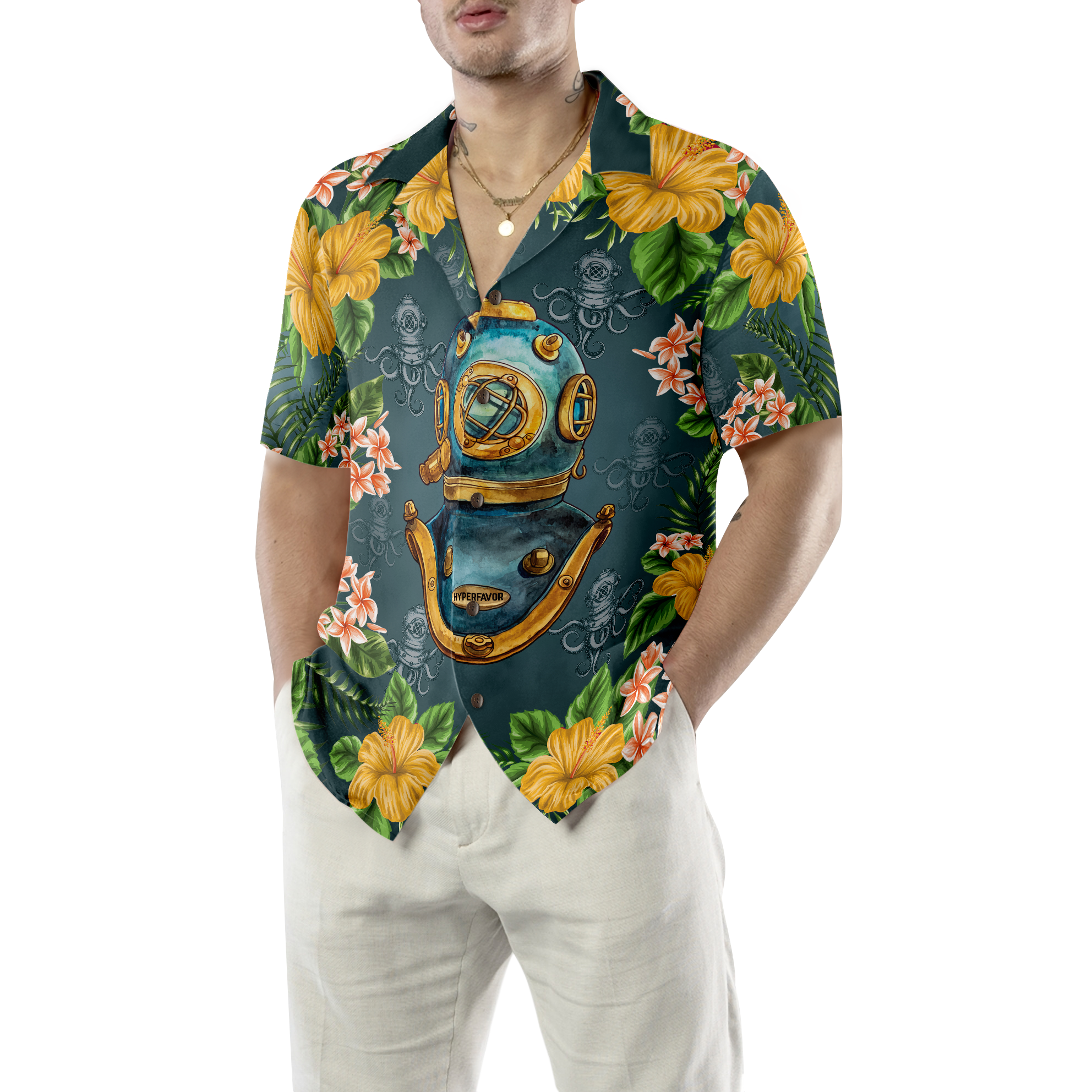 Scuba Diving Vintage Helmet Hawaiian Shirt - Hyperfavor