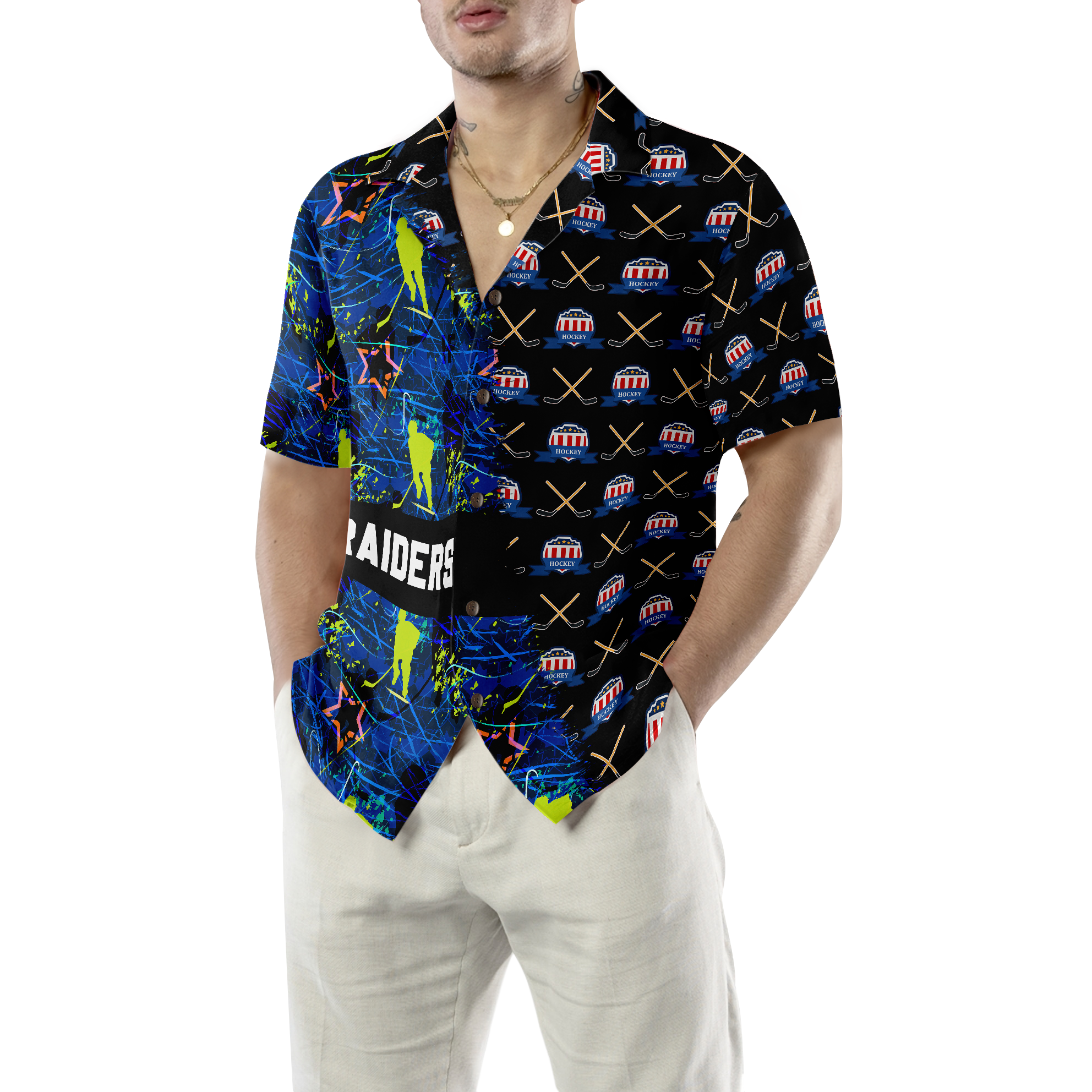 Hockey Sticks Pattern Custom Hawaiian Shirt - Hyperfavor