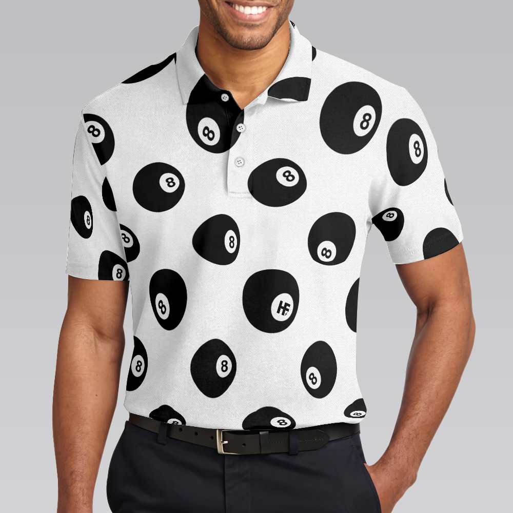 Billiards Pool Snooker 8 Balls Pattern Polo Shirt, Ball Pattern Billiards Polo Shirt For Men, Billiards Gift Idea - Hyperfavor