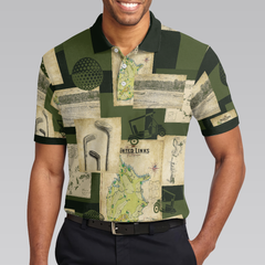 Vintage Golf Art All Over Print Polo Shirt, Vintage Golf Map And Sketch Polo Shirt, Best Golf Shirt For Men - Hyperfavor