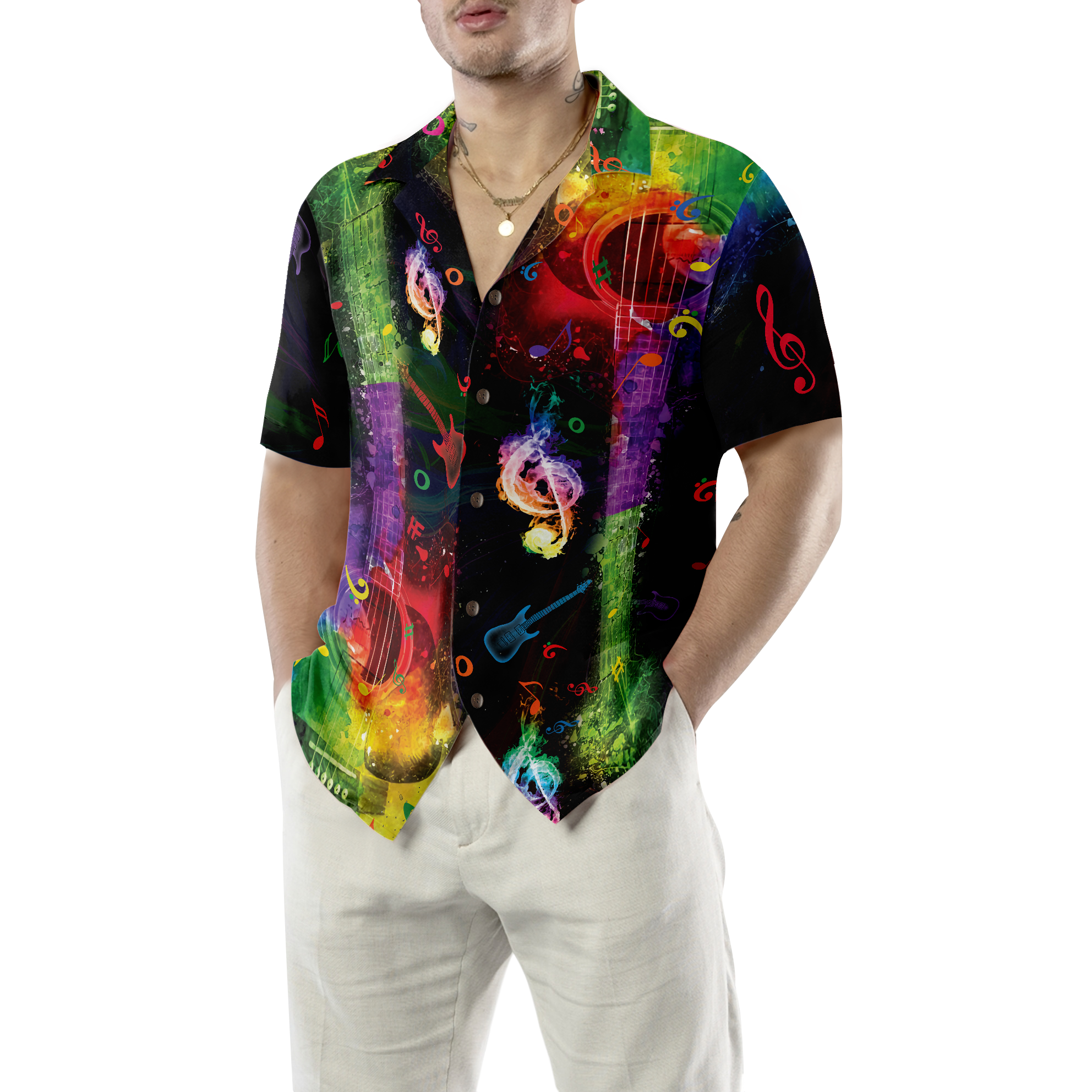 Rainbow Guitars Hawaiian Shirt - Hyperfavor