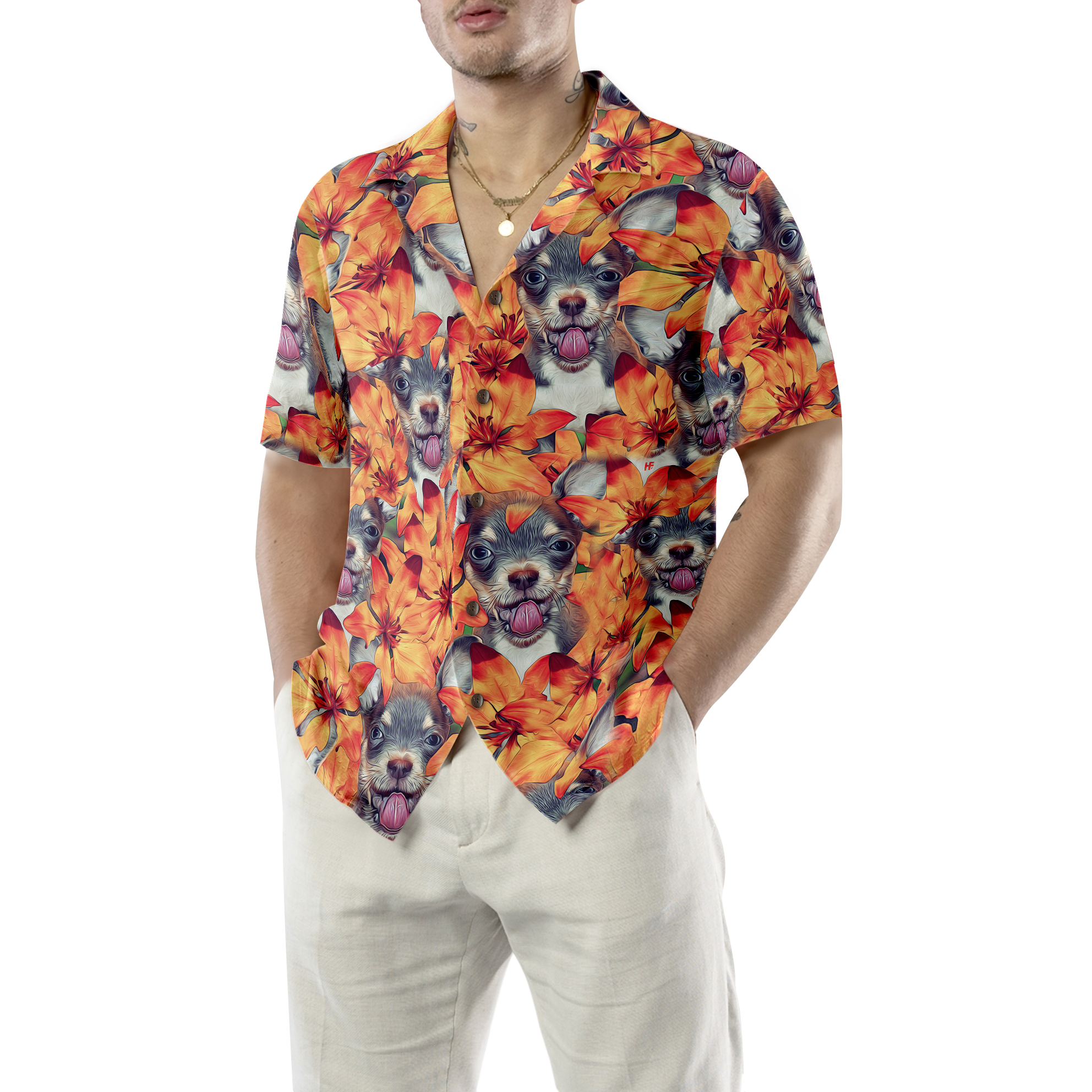 Chihuahua Puppies And Summer Flowers Hawaiian Shirt - Hyperfavor