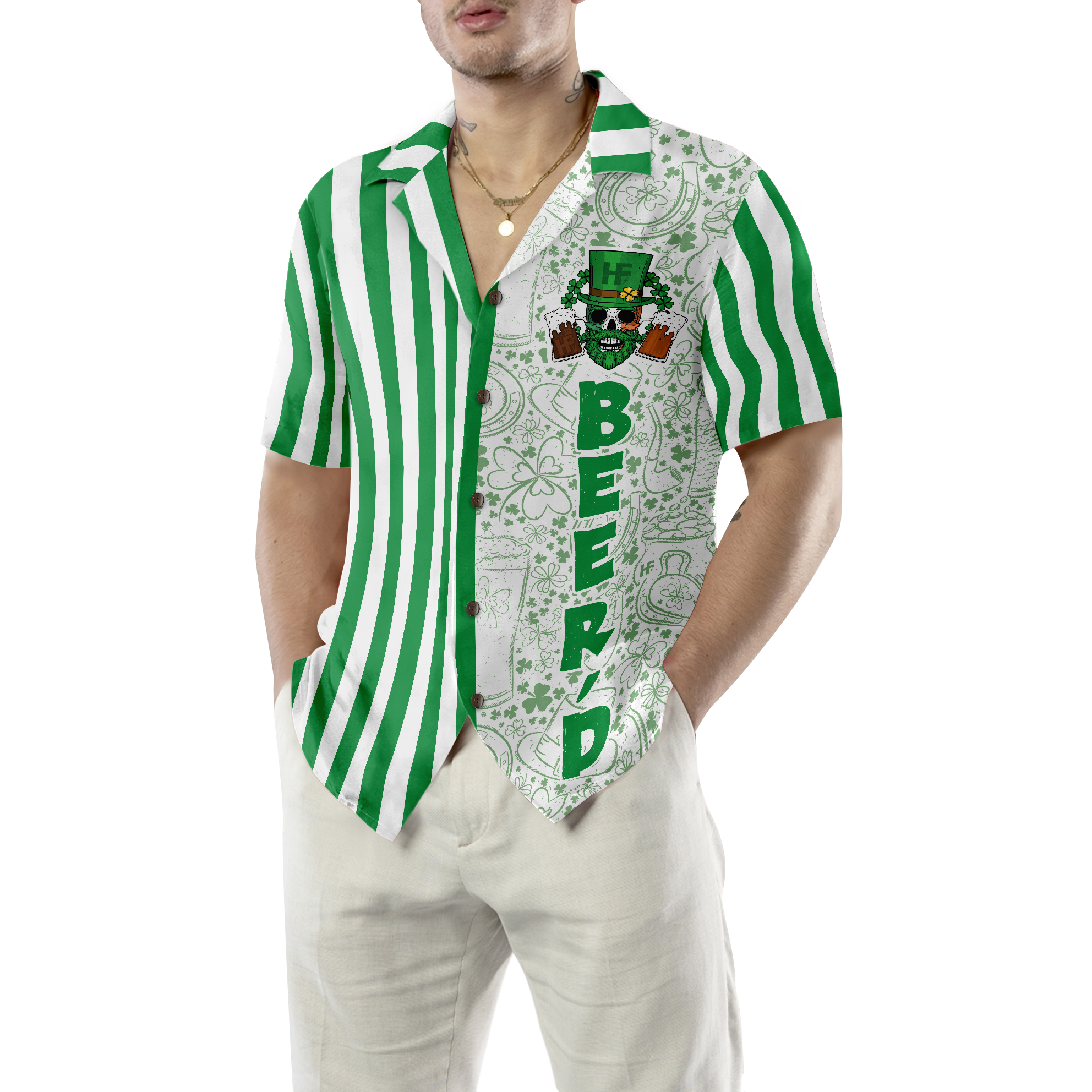 Beer'd Happy Saint Patrick's Day Hawaiian Shirt - Hyperfavor