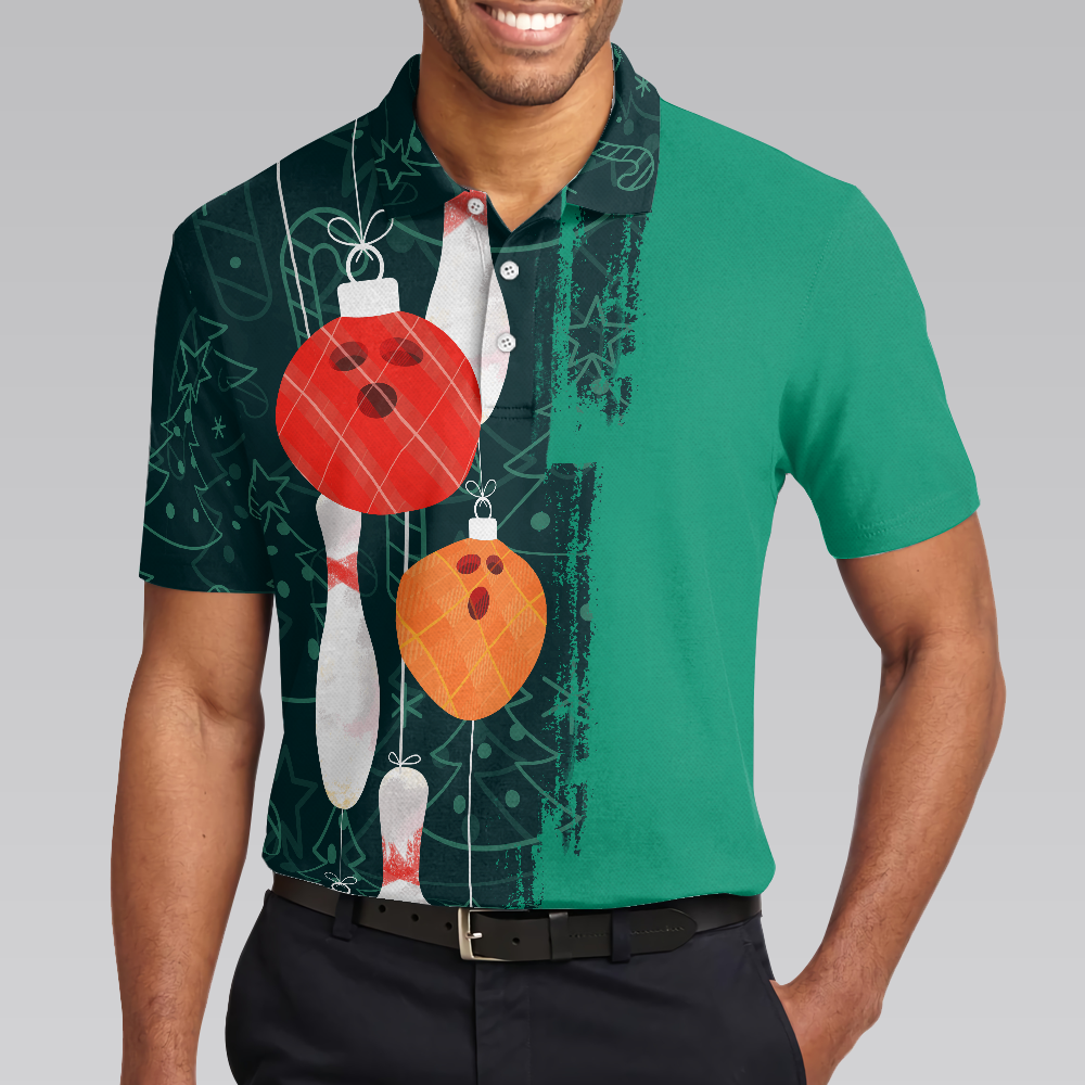 Christmas Bowling Decoration Light Mens Polo Shirts - Hyperfavor