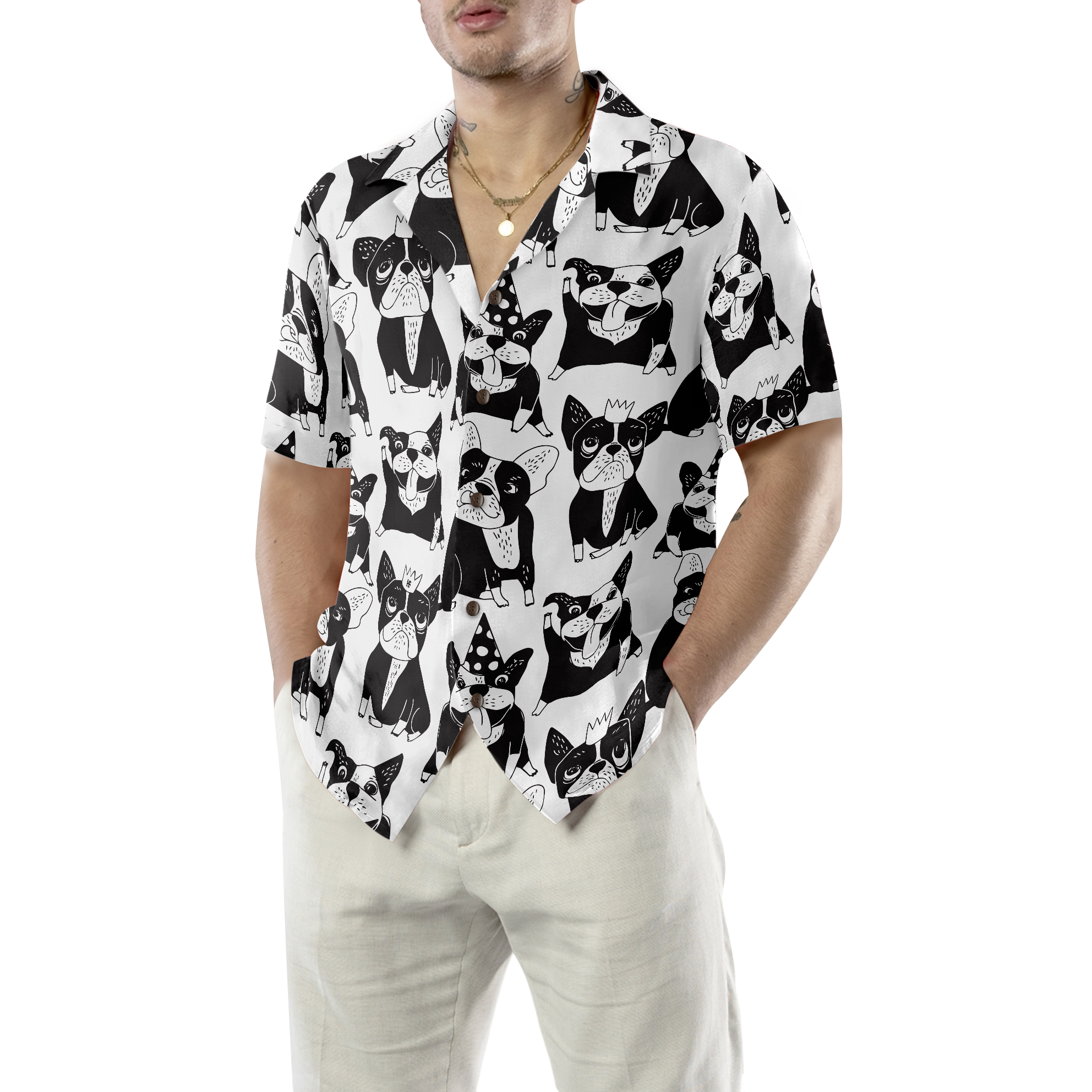 Happy French Bulldog Hawaiian Shirt - Hyperfavor