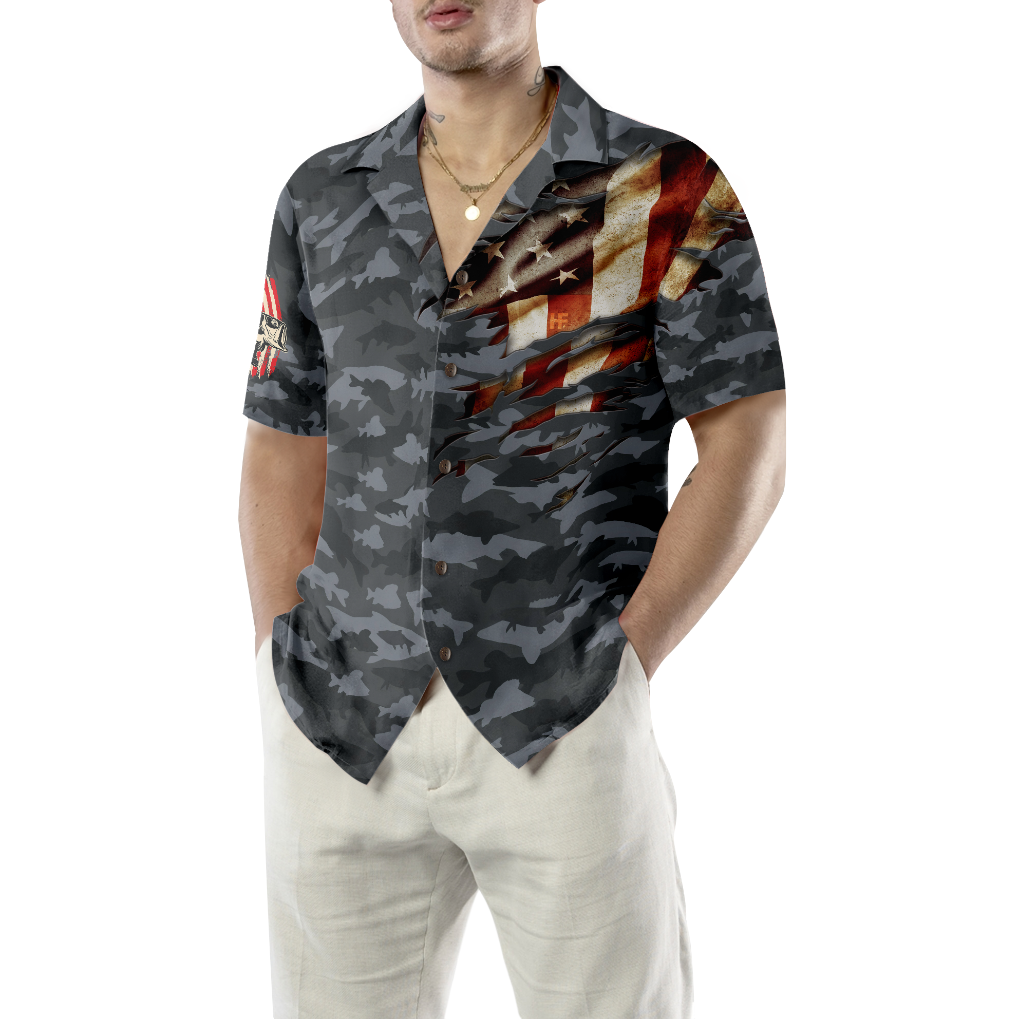 Fishing American Flag Hawaiian Shirt - Hyperfavor